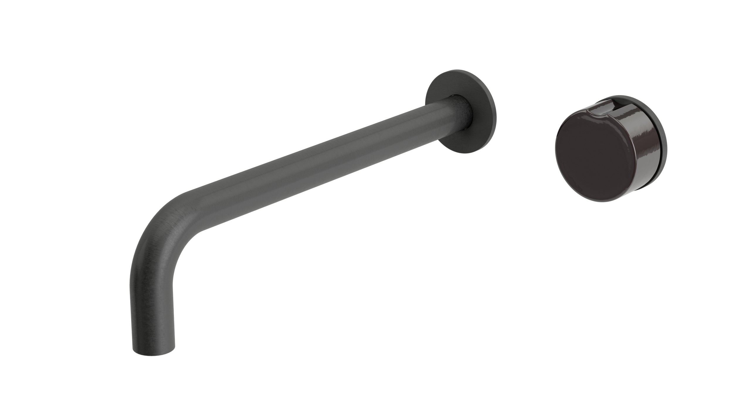 Foundry One Handle Wall Mount 10" Lavatory Faucet with Groove Ceramic Knob Handle in Blackened Nickel