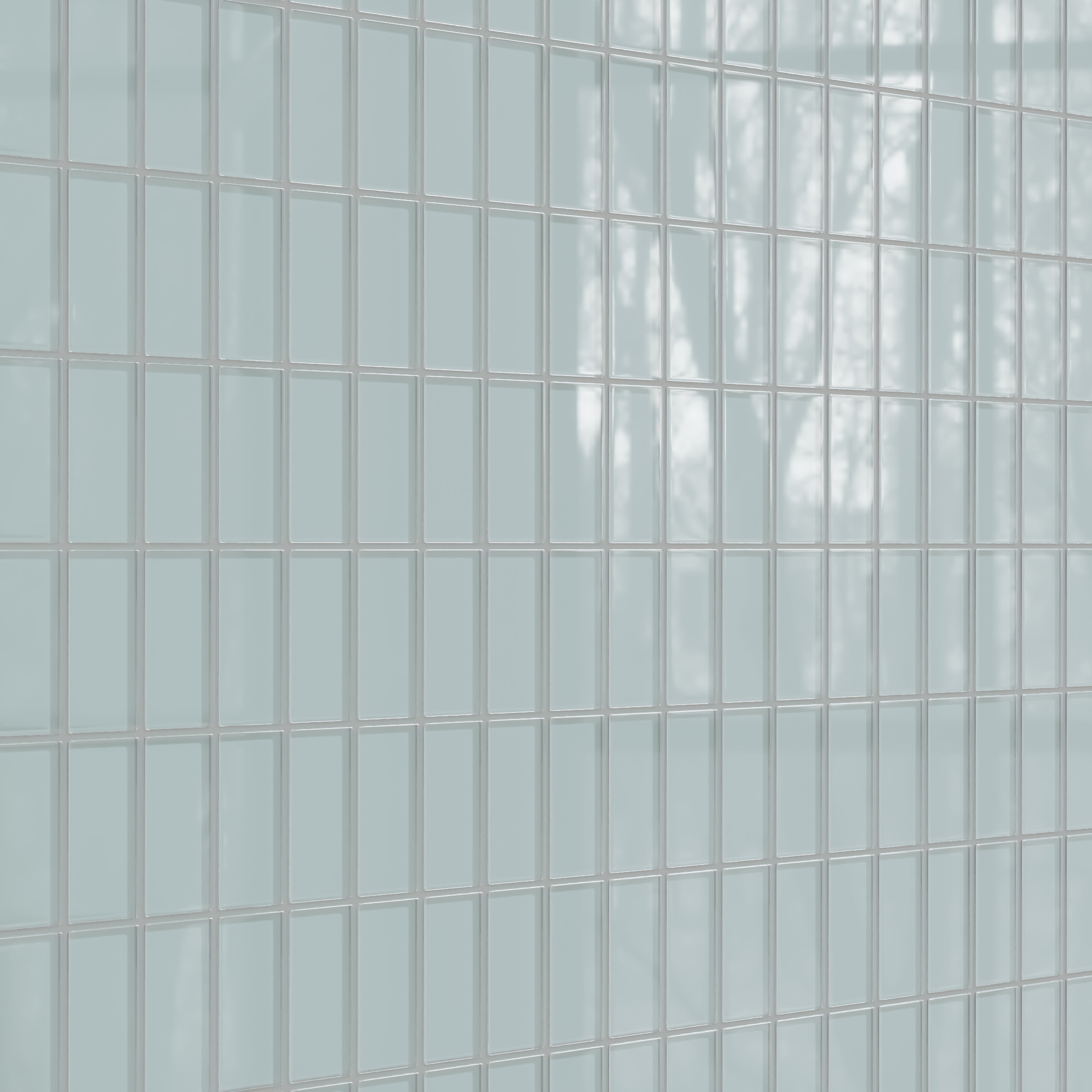 2x4 Straight Set Sheeted Glass Mosaic Tile in Great Blue Heron Gloss