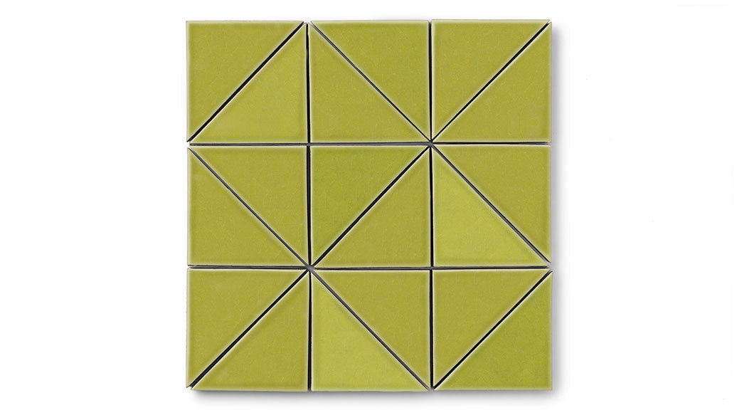 4" Triangle Original Ceramic Tile in Palm Tree Gloss