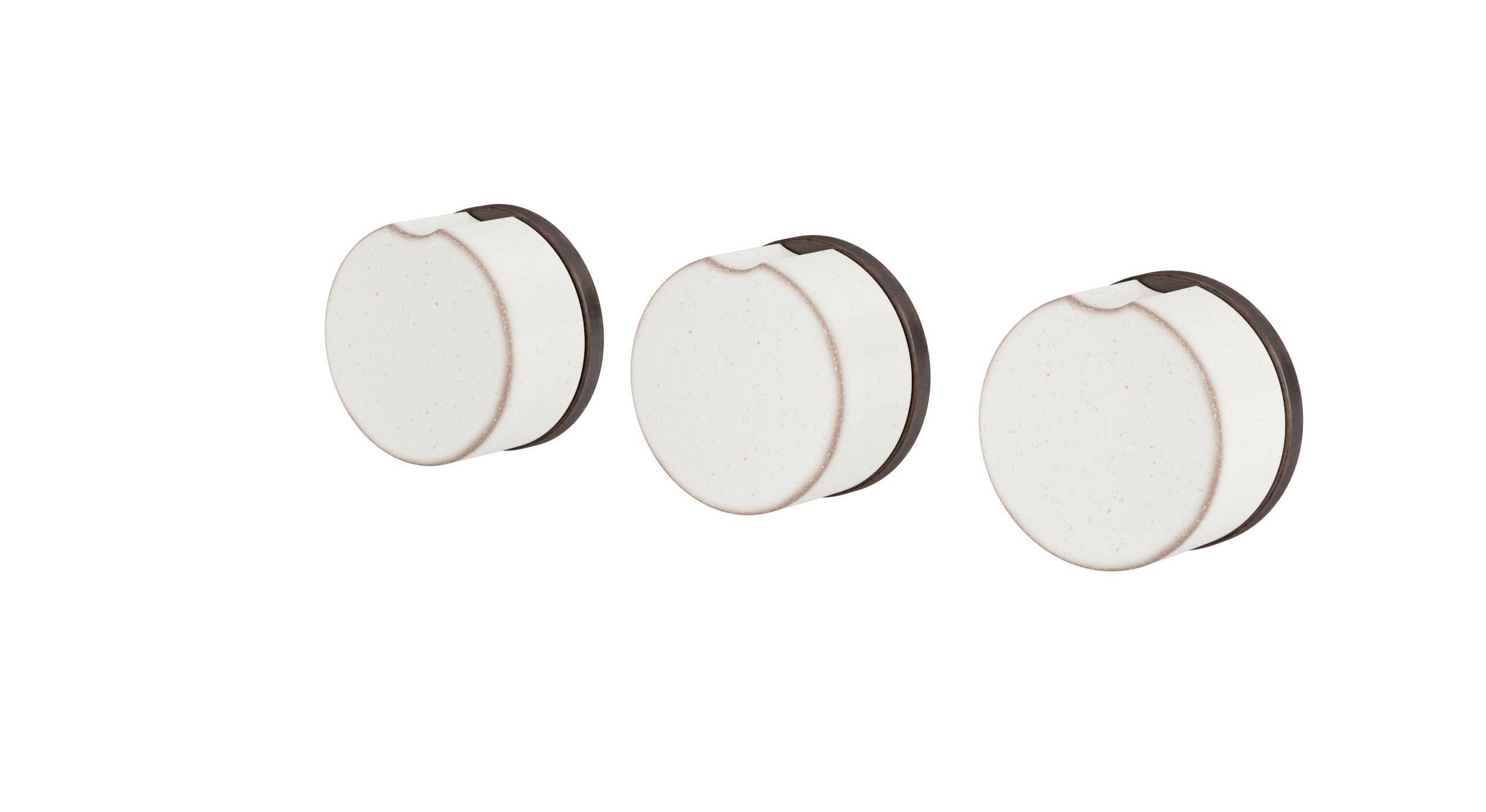 Foundry Three Handle Wall Mount Bath Trim with Diverter/Volume Control and Groove Ceramic Knob Handles in Antique Bronze