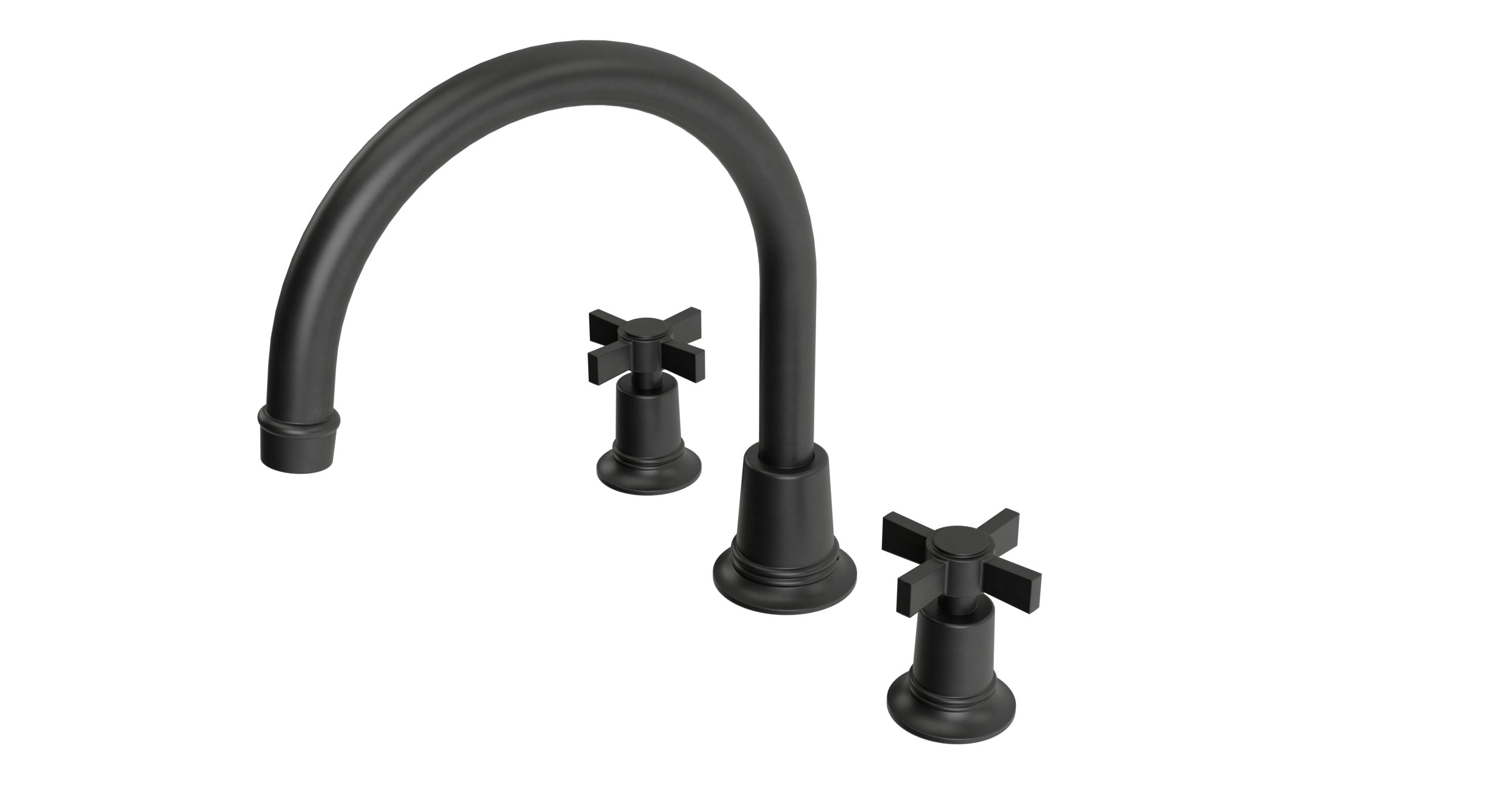 Emerson Two Handle Deck Mount Gooseneck Bath Trim with Defined Cross Handles in Oil Rubbed Bronze