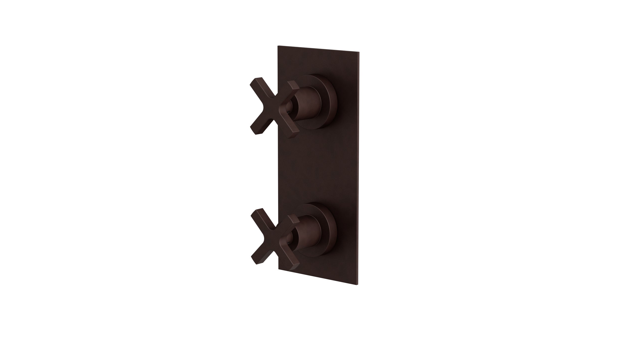 Flatiron Two Handle Wall Mount Shower Trim with Linear Cross Handles in Architectural Copper