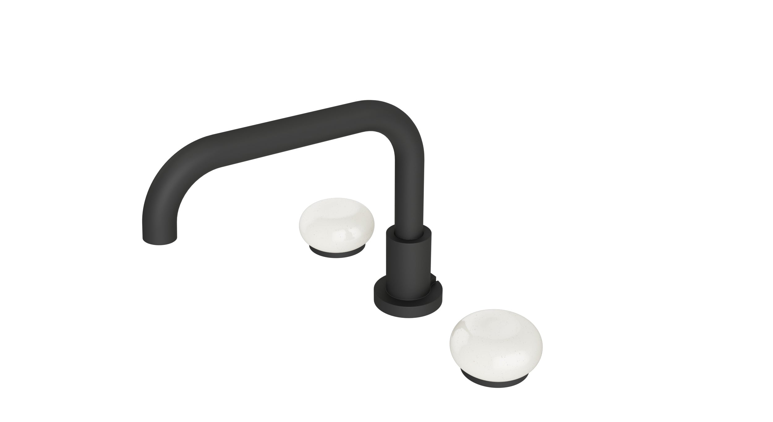 Foundry Two Handle Deck Mount Squaretop Bath Trim with Pebble Ceramic Knob Handles in Matte Black