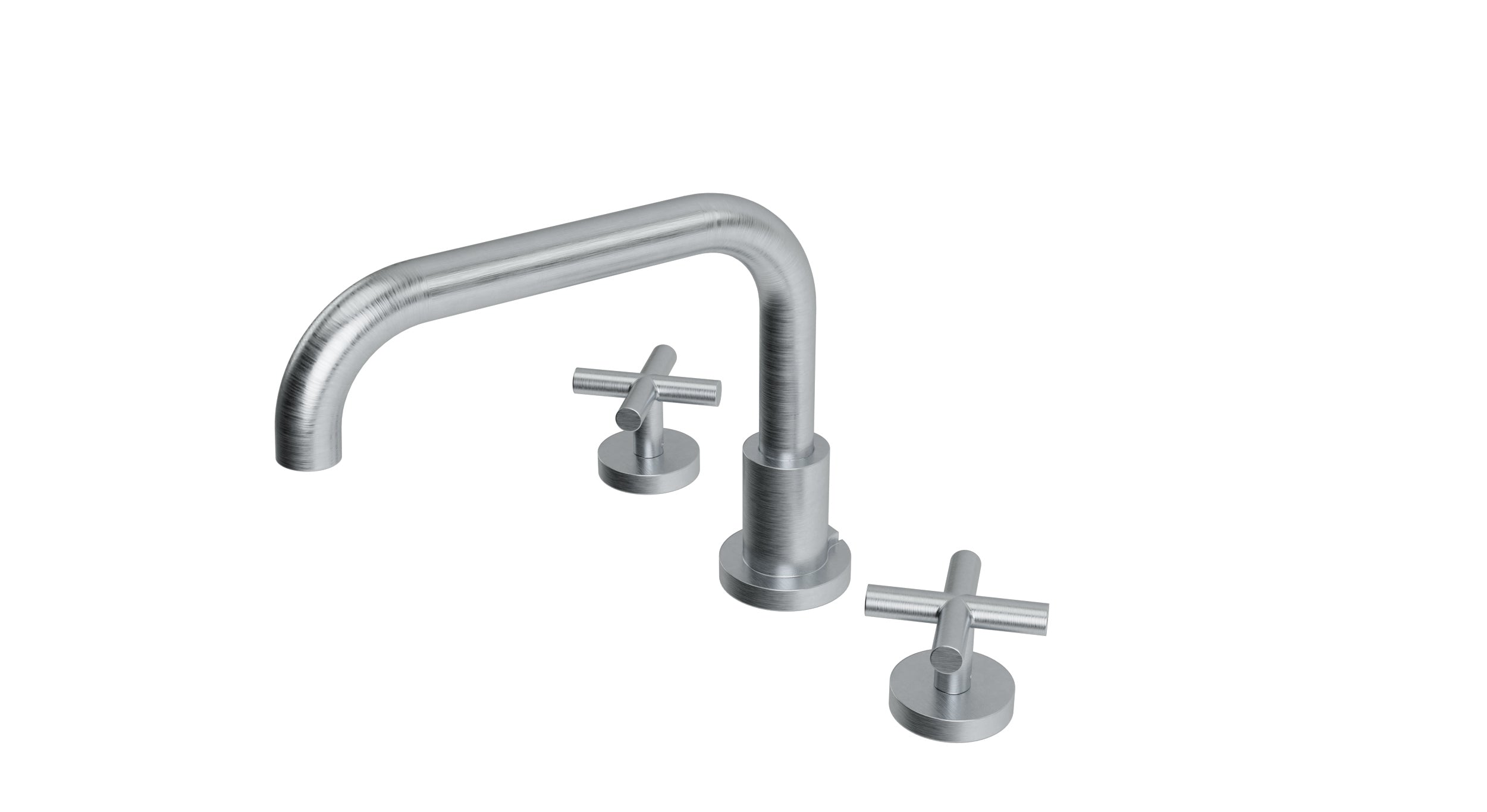 Contour Two Handle Deck Mount Squaretop Bath Trim with Soft Cross Handles in Satin Chrome