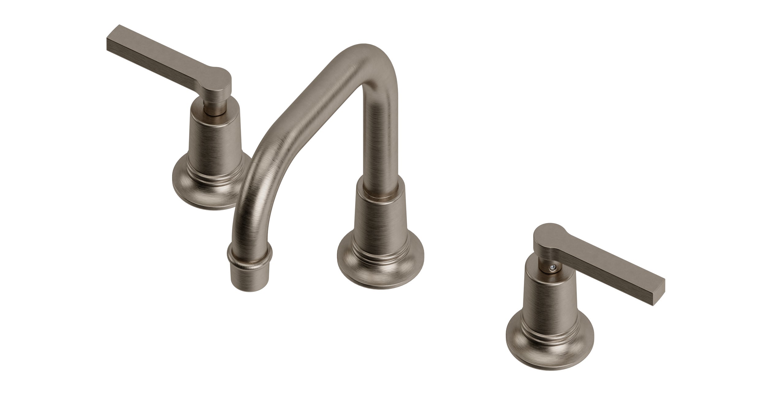 Emerson Two Handle Deck Mount Squaretop Lavatory Faucet with Classic Lever Handles in Antique Nickel