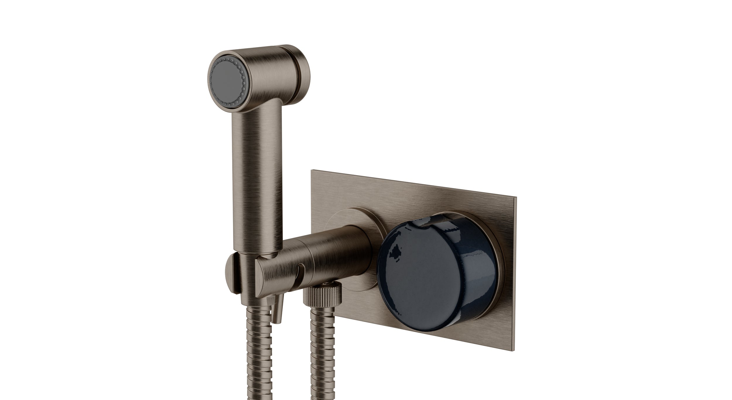 Foundry One Handle Wall Mount Bidet Trim with Groove Ceramic Knob Handle in Antique Nickel