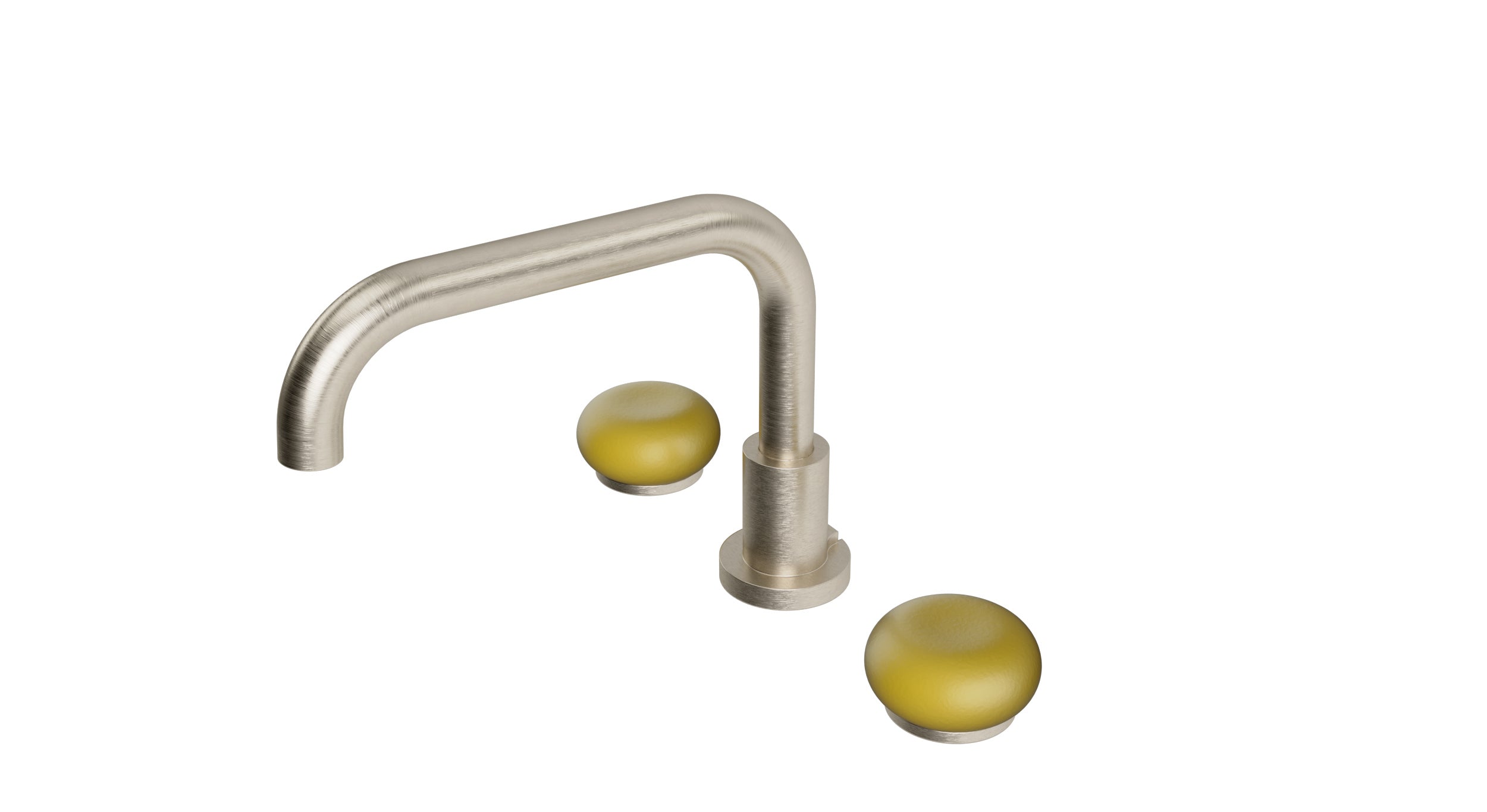 Foundry Two Handle Deck Mount Squaretop Bath Trim with Pebble Ceramic Knob Handles in Satin Nickel