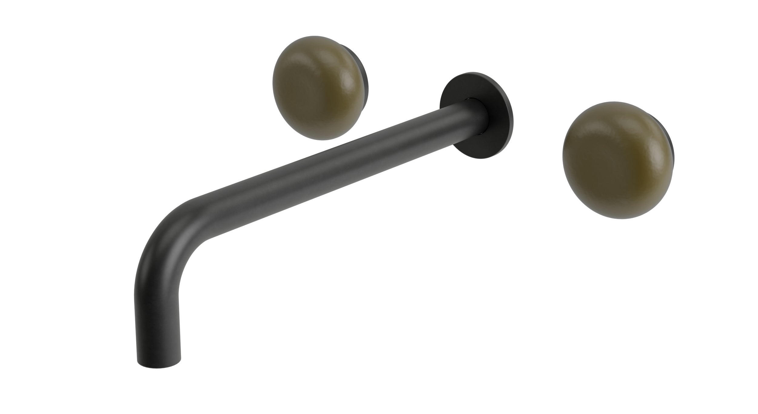 Foundry Two Handle Wall Mount 10" Lavatory Faucet with Pebble Ceramic Knob Handles in Oil Rubbed Bronze