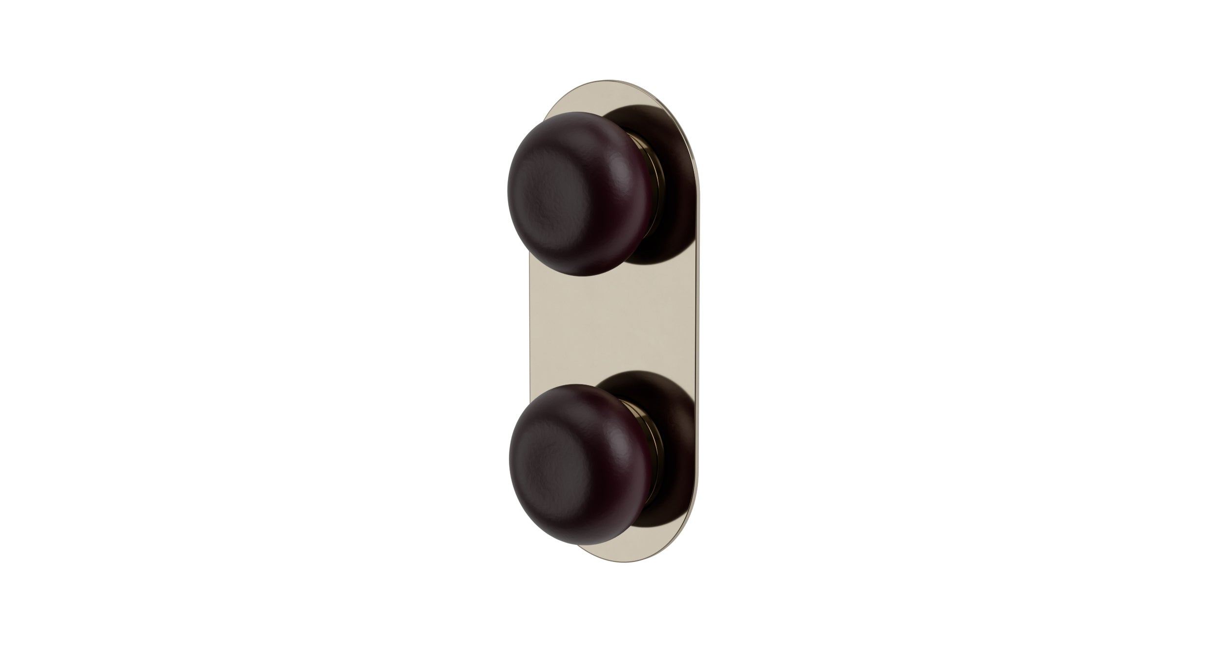 Foundry Two Handle Wall Mount Shower Trim with Pebble Ceramic Knob Handles in Polished Nickel