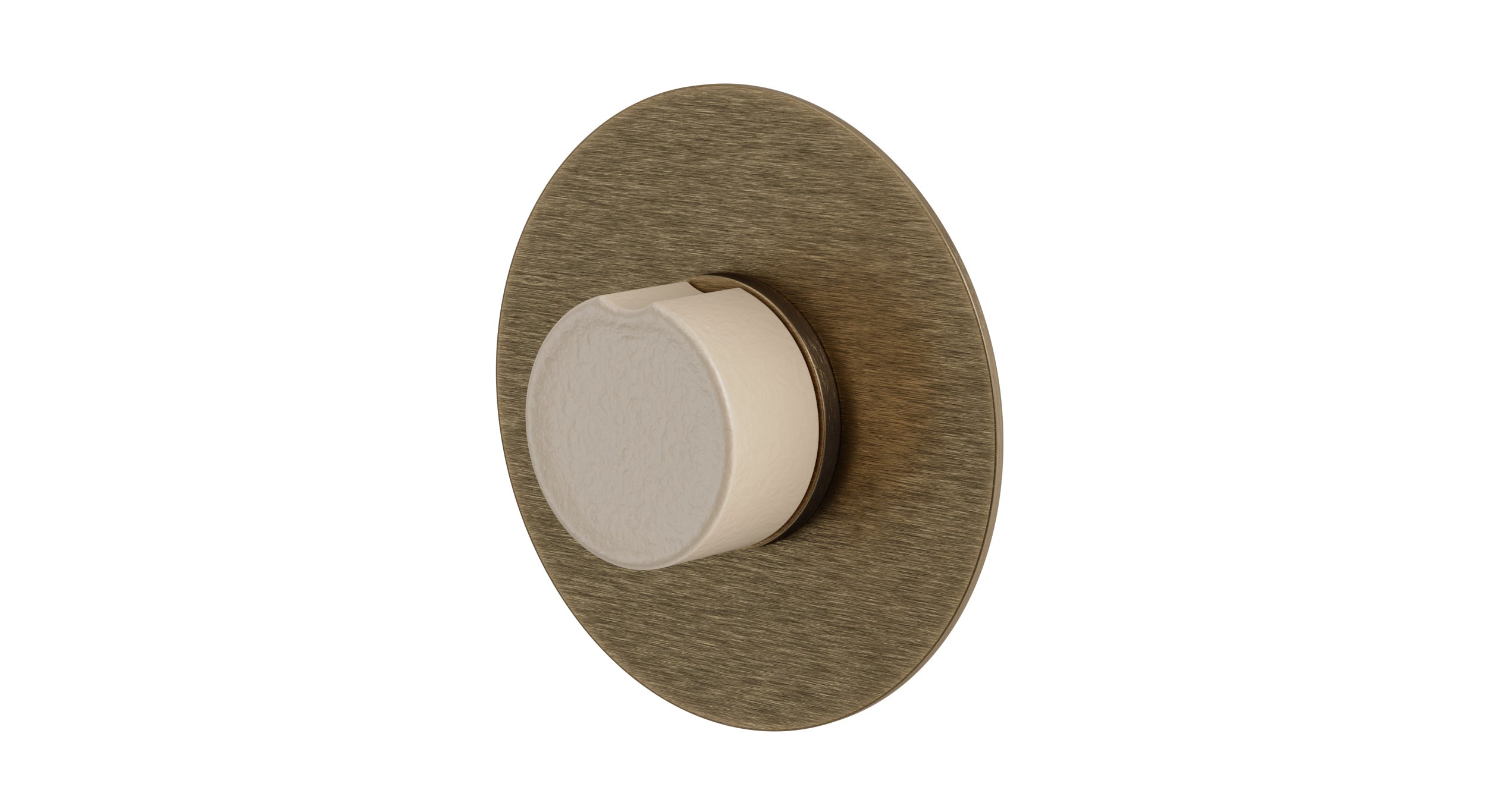 Foundry One Handle Wall Mount Shower Trim with Groove Ceramic Knob Handle in Antique Brass