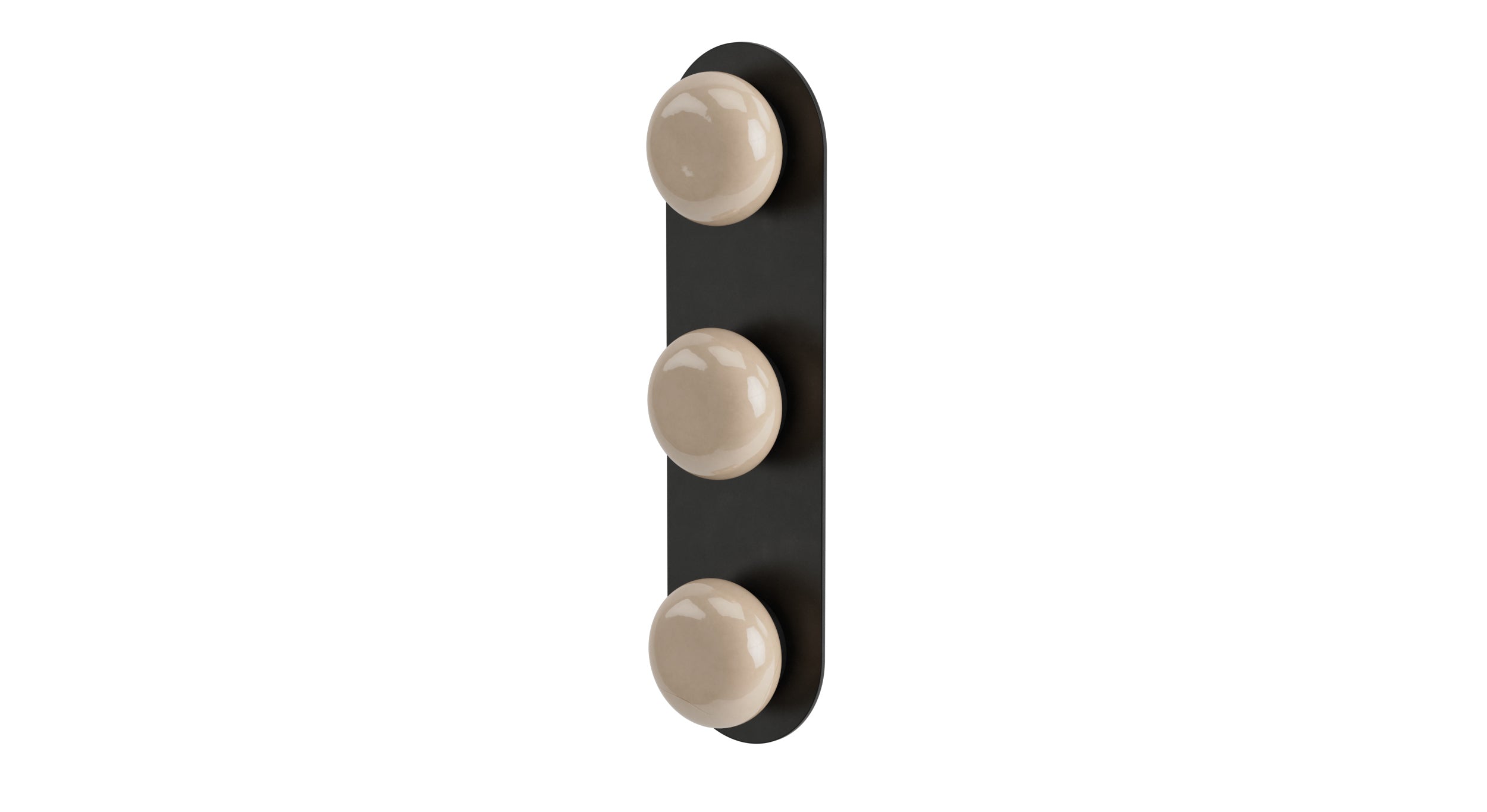 Foundry Three Handle Wall Mount Shower Trim with Pebble Ceramic Knob Handles in Oil Rubbed Bronze
