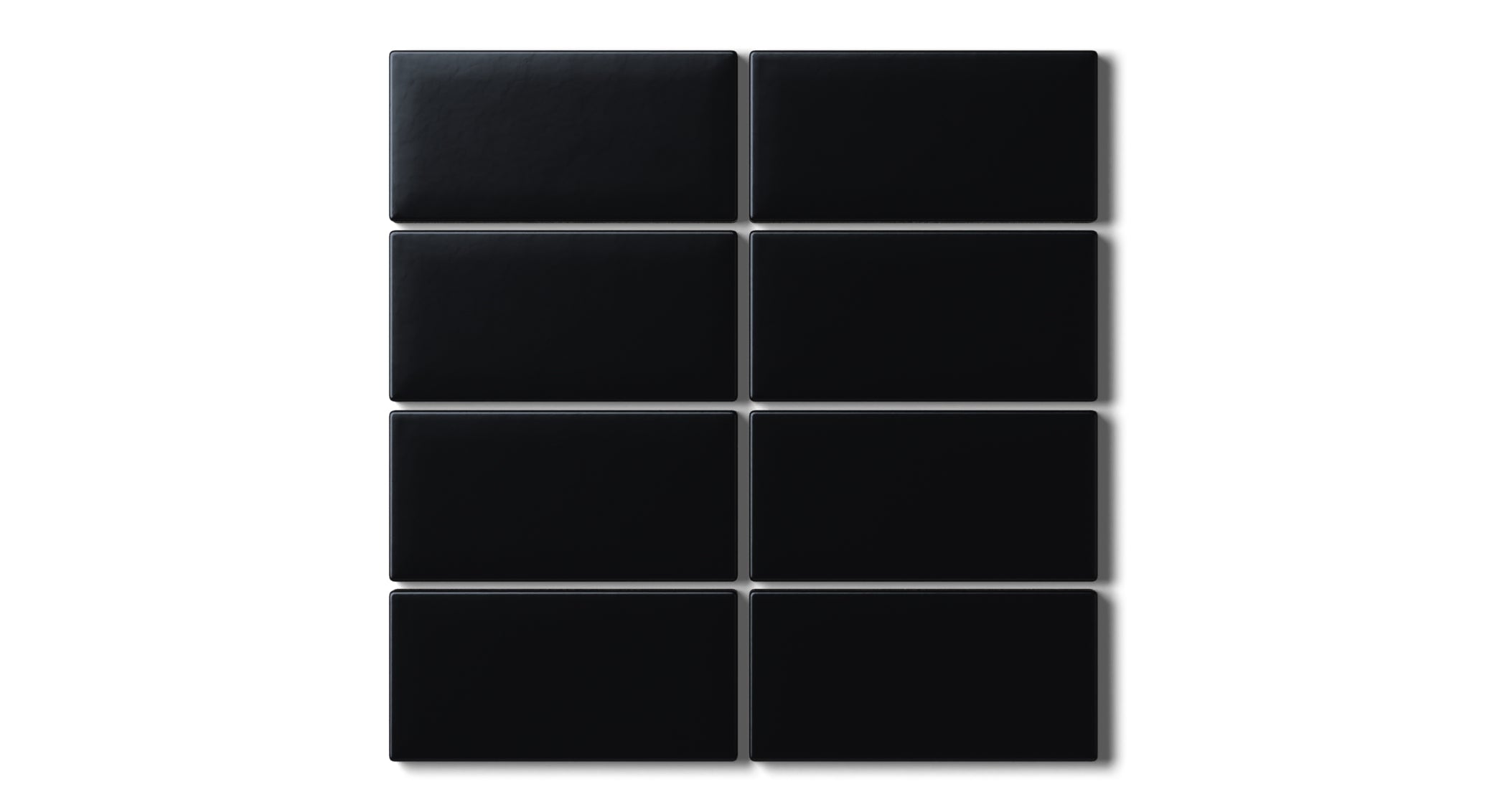 2x4 Straight Set Sheeted Natural Press Ceramic Mosaic Tile in Bone Black Matte