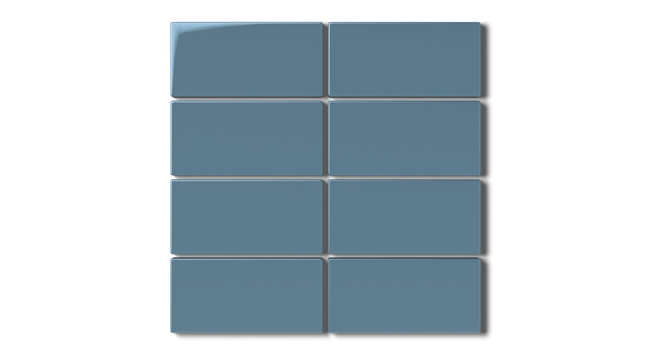 2x4 Straight Set Sheeted Natural Press Ceramic Mosaic Tile in Azurite Gloss