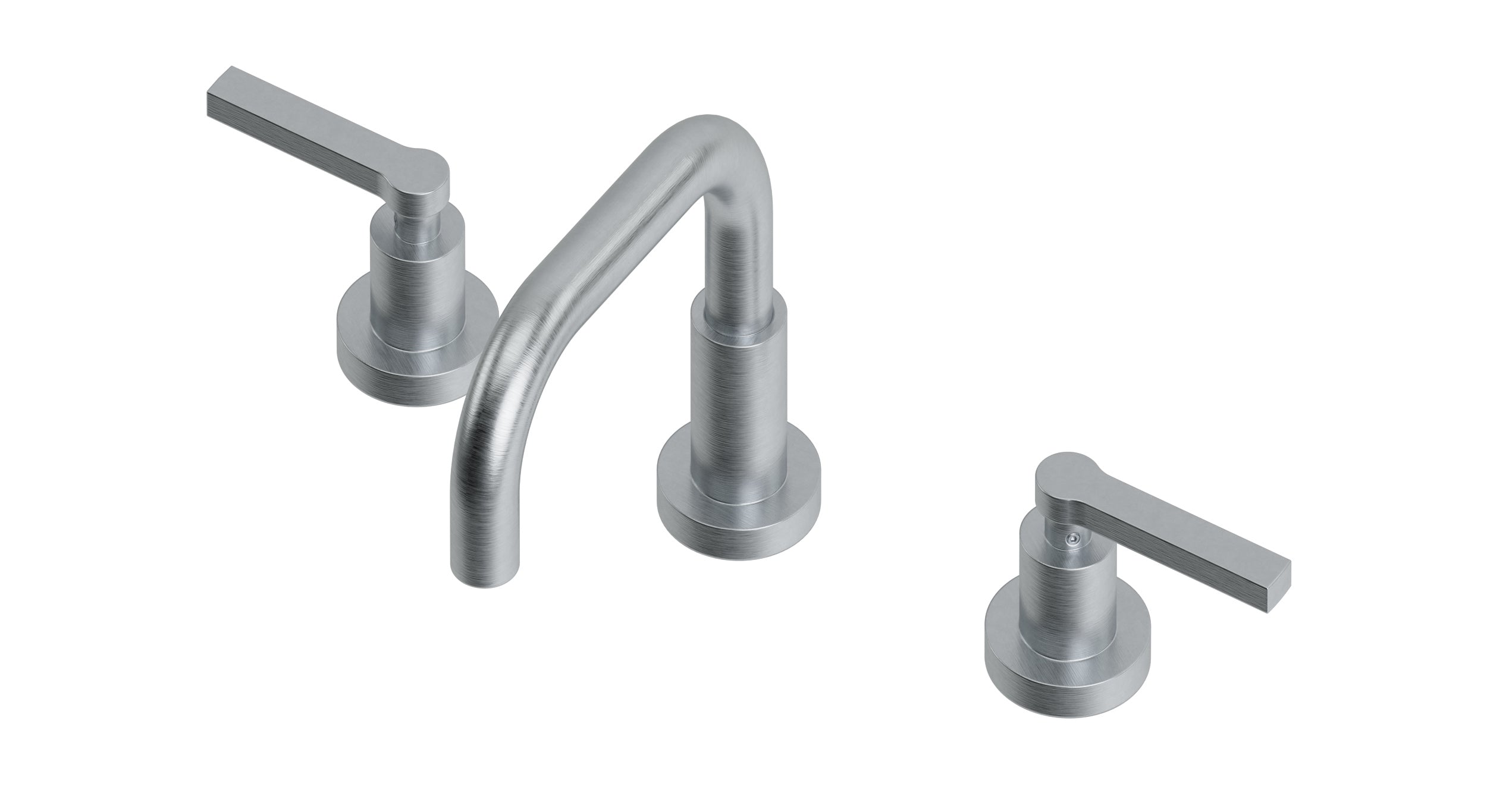 Flatiron Two Handle Deck Mount Squaretop Lavatory Faucet with Linear Lever Handles in Satin Chrome