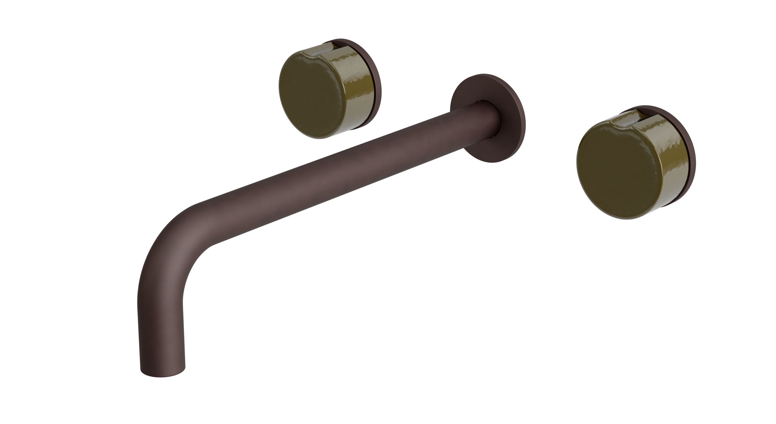 Foundry Two Handle Wall Mount 10" Lavatory Faucet with Groove Ceramic Knob Handles in Architectural Copper