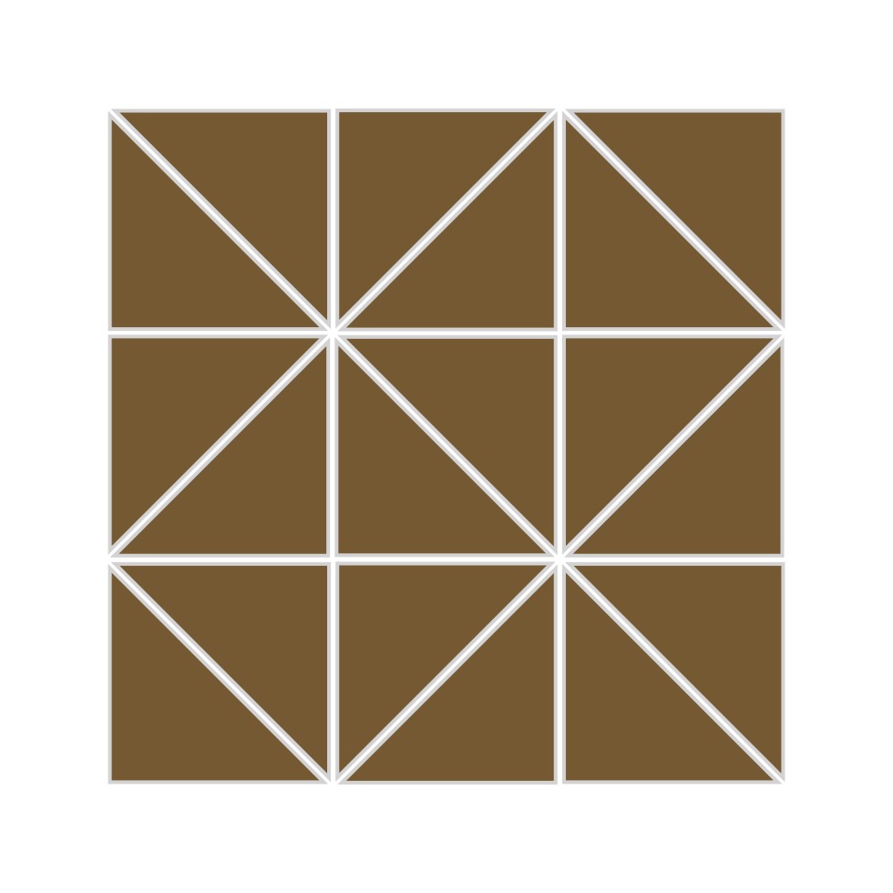 3" Triangle Sheeted - Quadrant Original Ceramic Mosaic Tile in Chaparral Matte