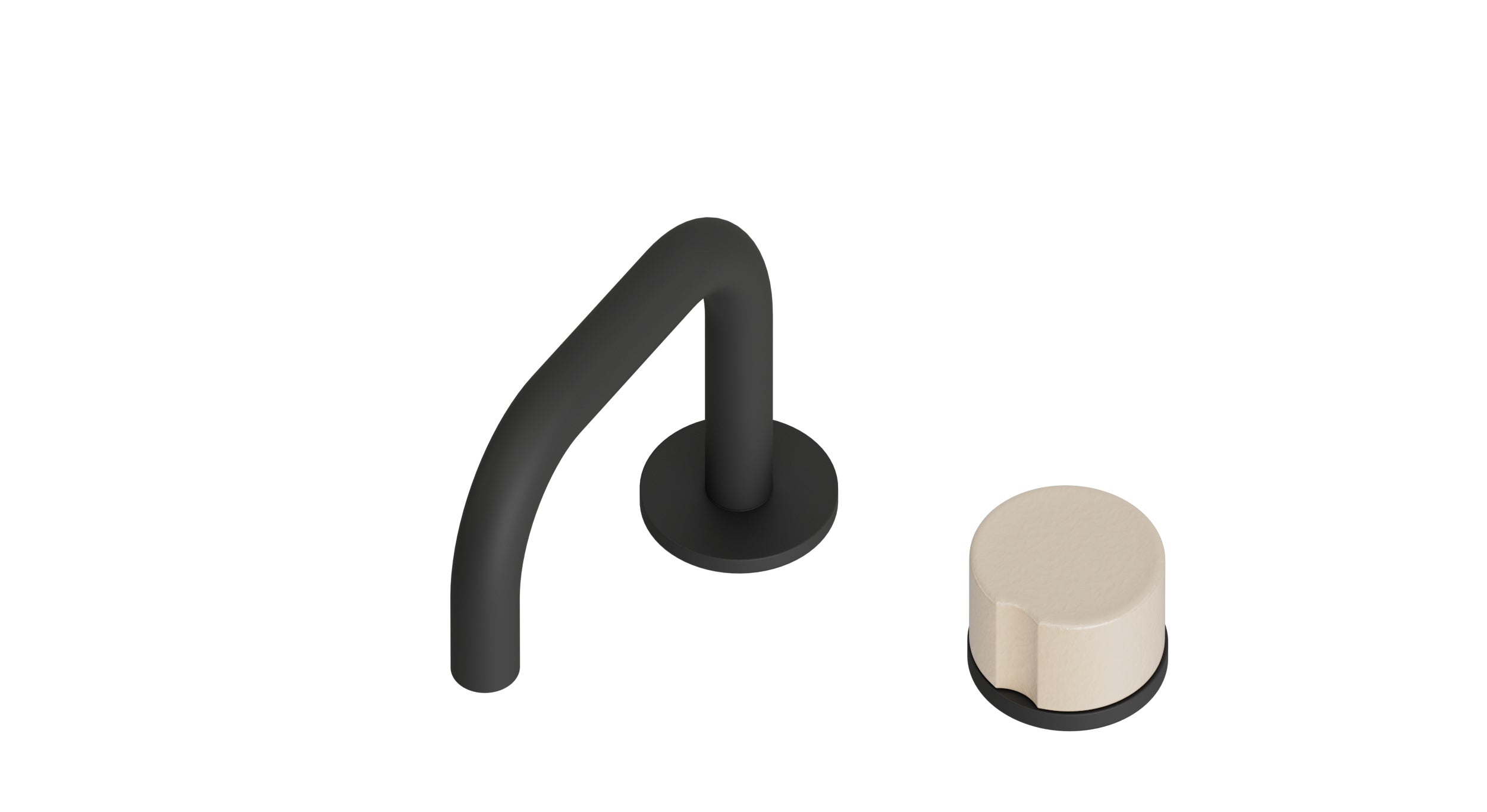 Foundry One Handle Deck Mount Squaretop Lavatory Faucet with Groove Ceramic Knob Handle in Matte Black