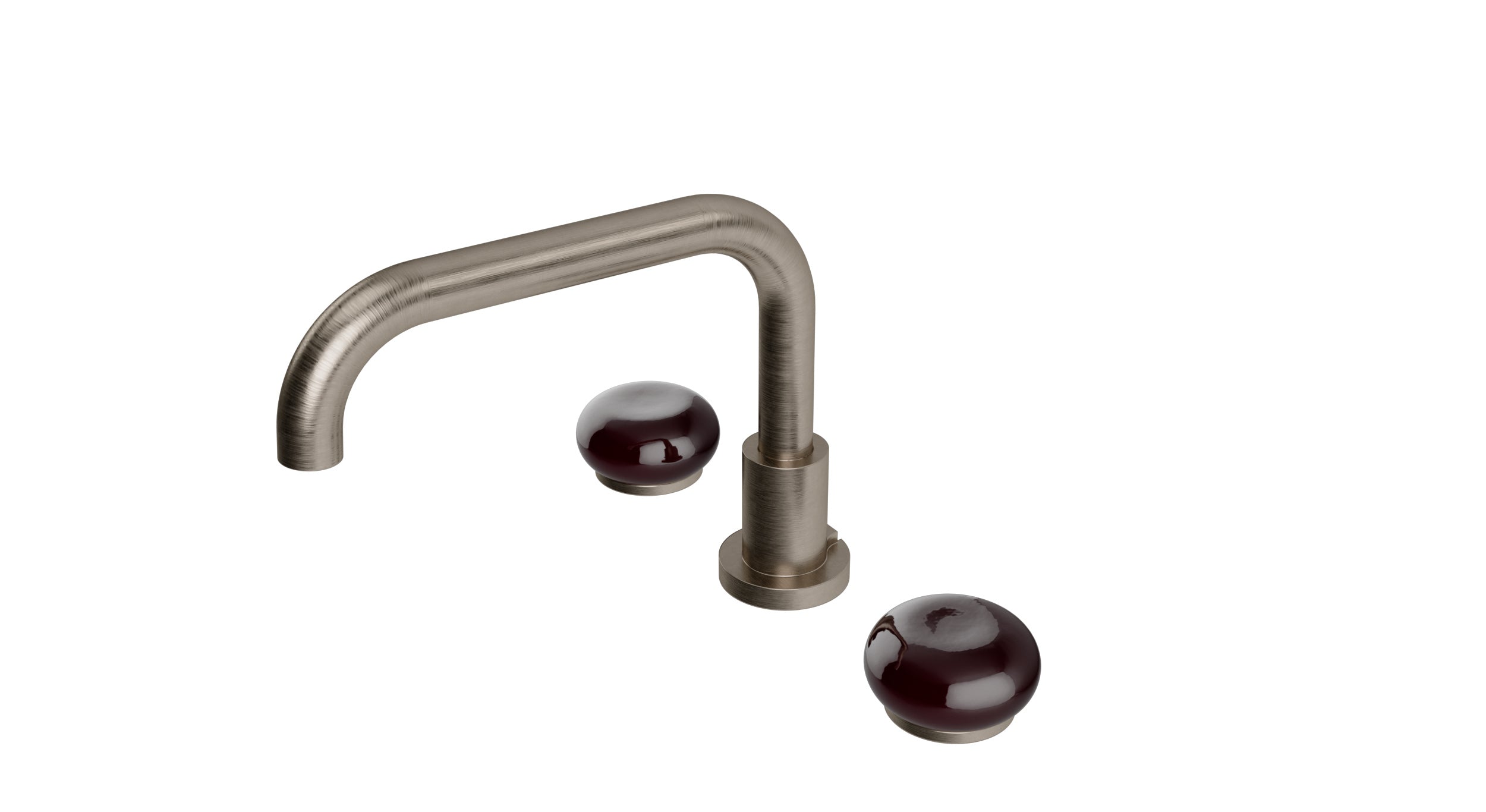 Foundry Two Handle Deck Mount Squaretop Bath Trim with Pebble Ceramic Knob Handles in Antique Nickel