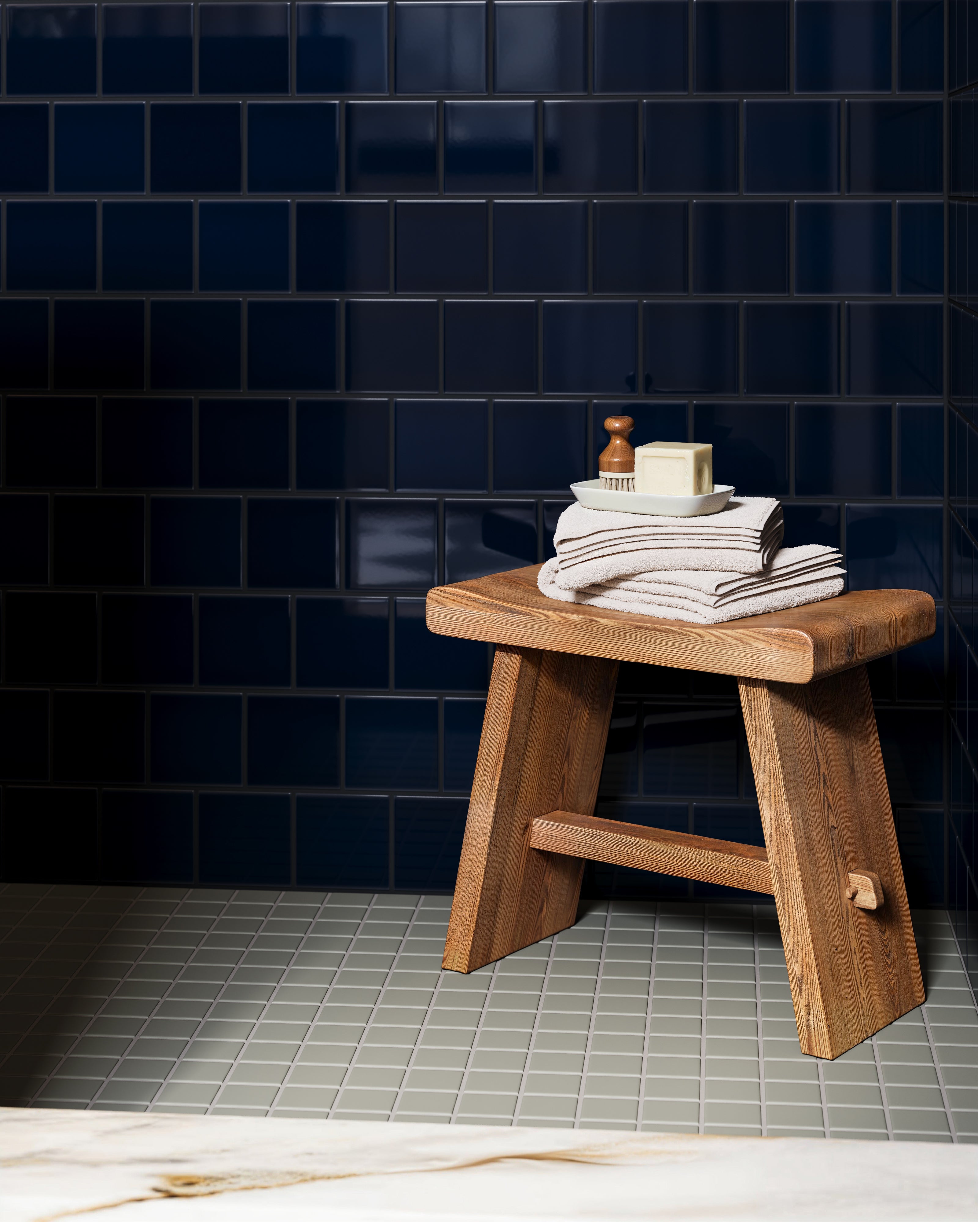 2x2 Straight Set Sheeted Natural Press Ceramic Mosaic Tile in Puget Sound Matte