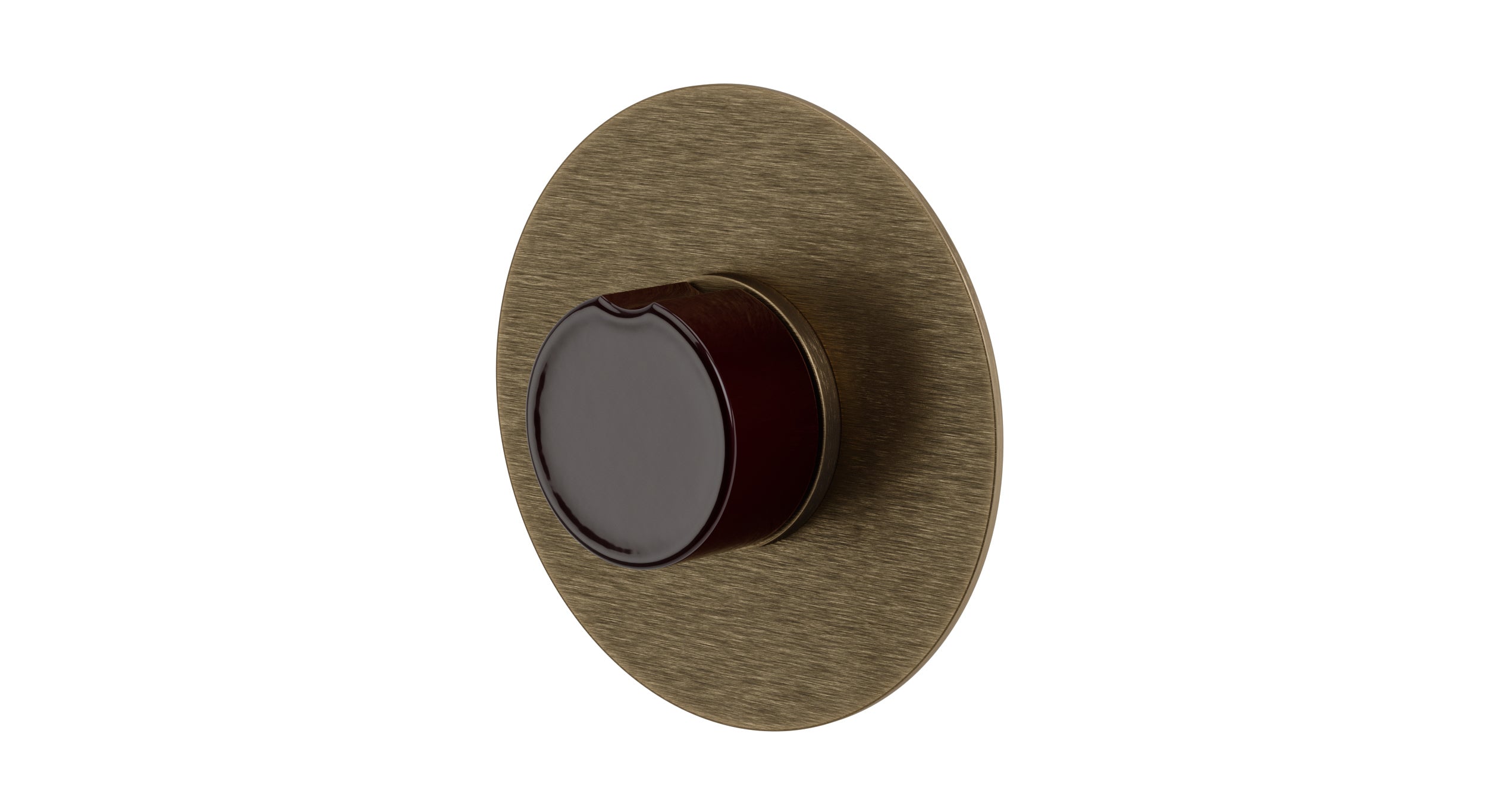 Foundry One Handle Wall Mount Shower Trim with Groove Ceramic Knob Handle in Antique Brass