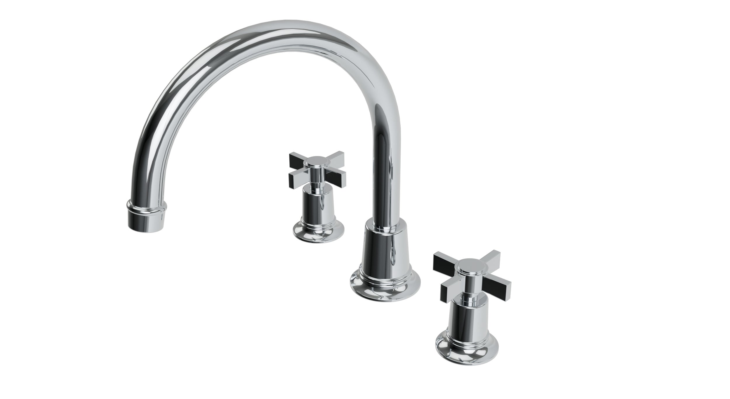 Emerson Two Handle Deck Mount Gooseneck Bath Trim with Defined Cross Handles