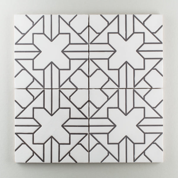 Quick Ship 8x8 Handpainted Tile Kasbah Trellis in Neutral Motif