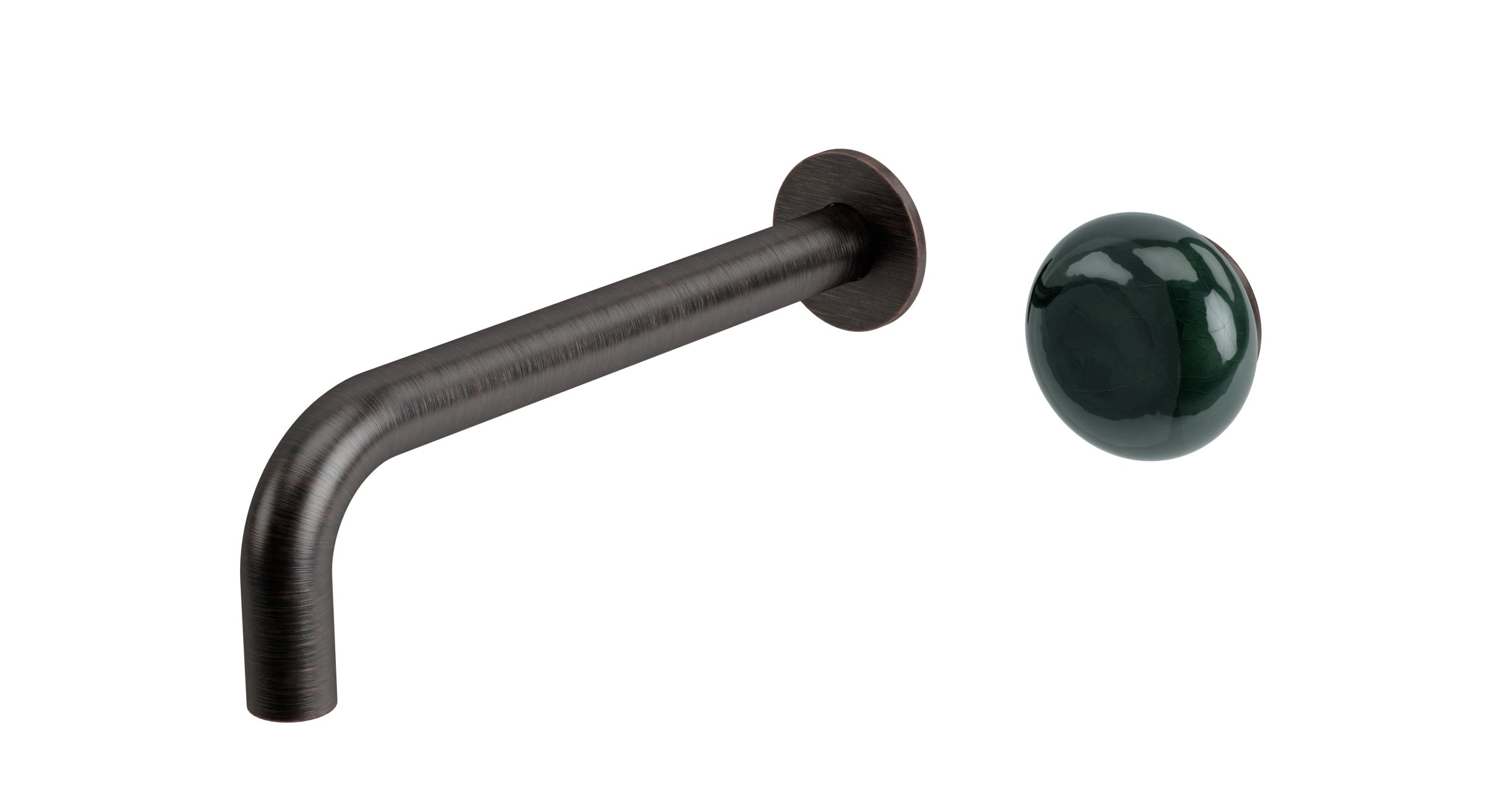 Foundry One Handle Wall Mount 7.5" Lavatory Faucet with Pebble Ceramic Knob Handle in Antique Bronze