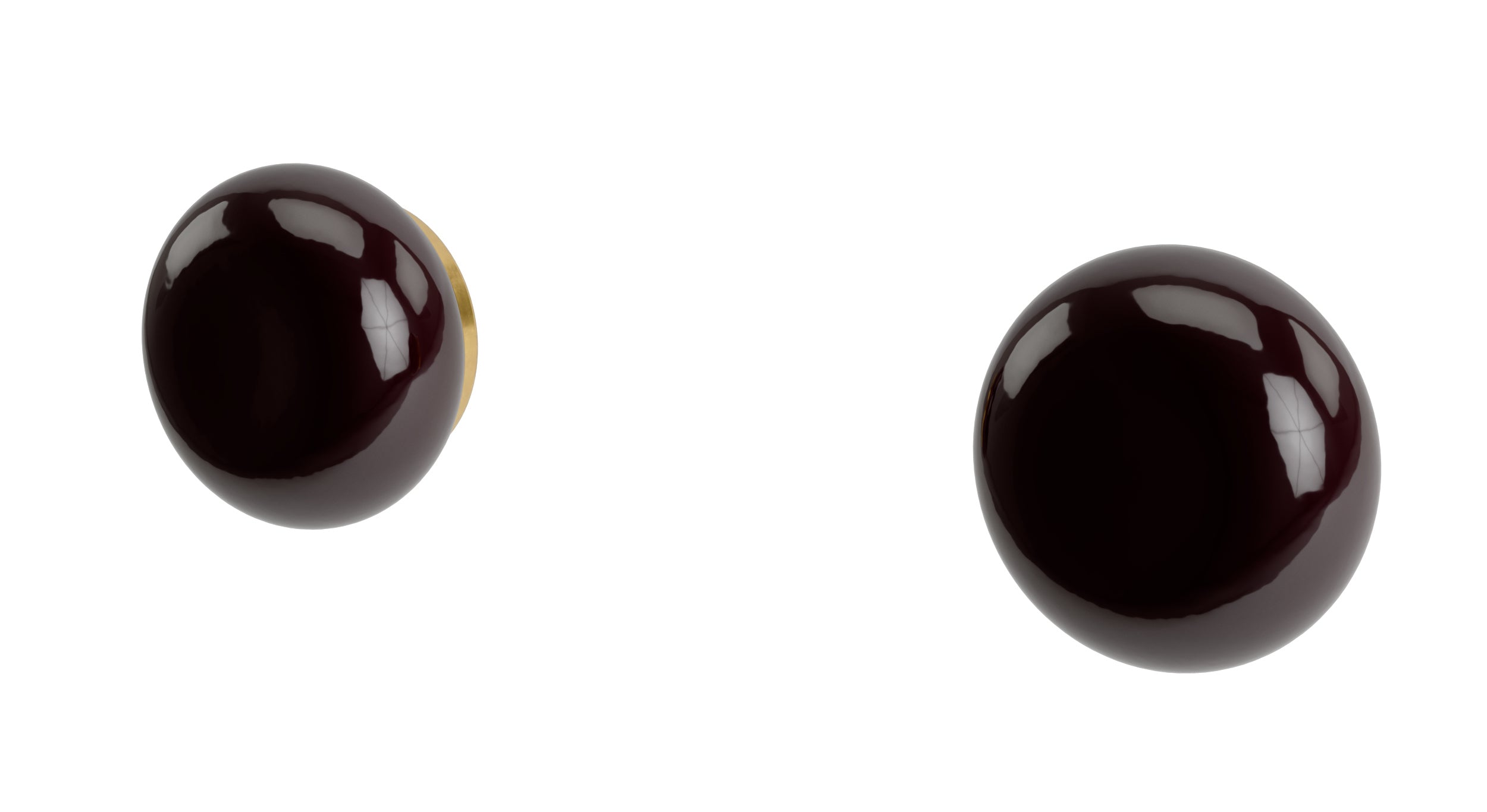 Foundry Two Handle Wall Mount Bath Trim with Pebble Ceramic Knob Handles in French Brass
