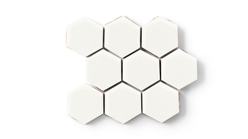 3" Hexagon Sheeted Original Ceramic Mosaic Tile in Calcite Matte