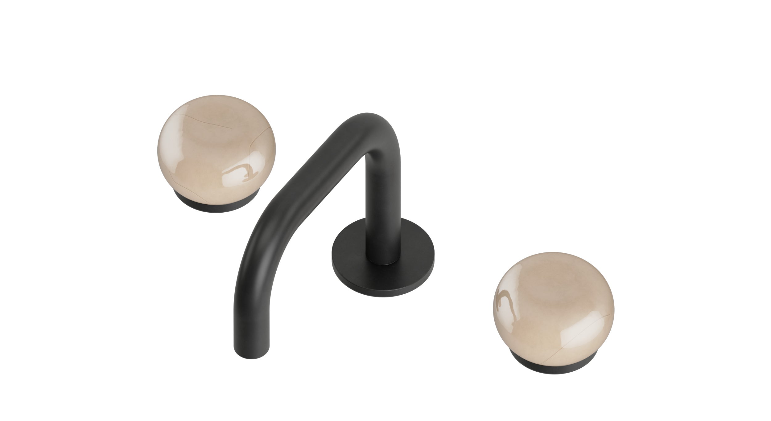 Foundry Two Handle Deck Mount Squaretop Lavatory Faucet with Pebble Ceramic Knob Handles in Oil Rubbed Bronze