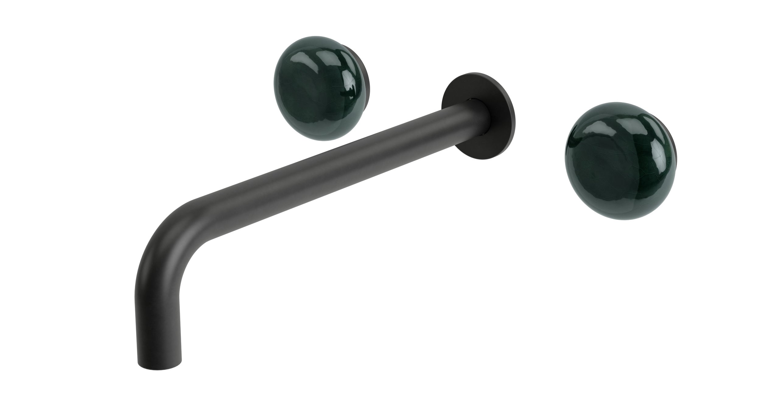 Foundry Two Handle Wall Mount 10" Lavatory Faucet with Pebble Ceramic Knob Handles in Oil Rubbed Bronze