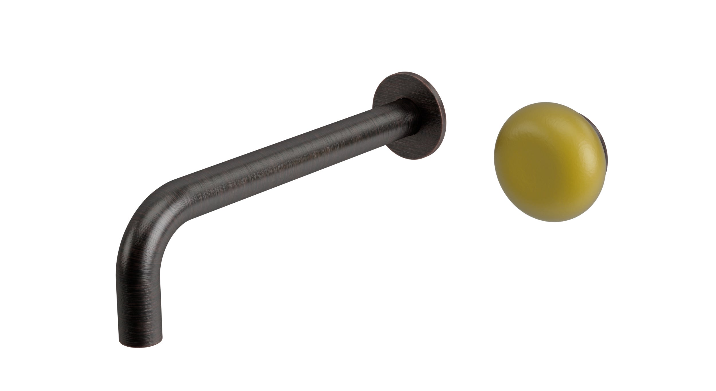 Foundry One Handle Wall Mount 7.5" Lavatory Faucet with Pebble Ceramic Knob Handle in Antique Bronze
