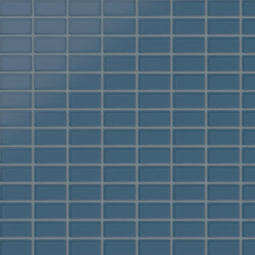 1x2 Straight Set Sheeted Glass Mosaic Tile in Blue Jay Matte