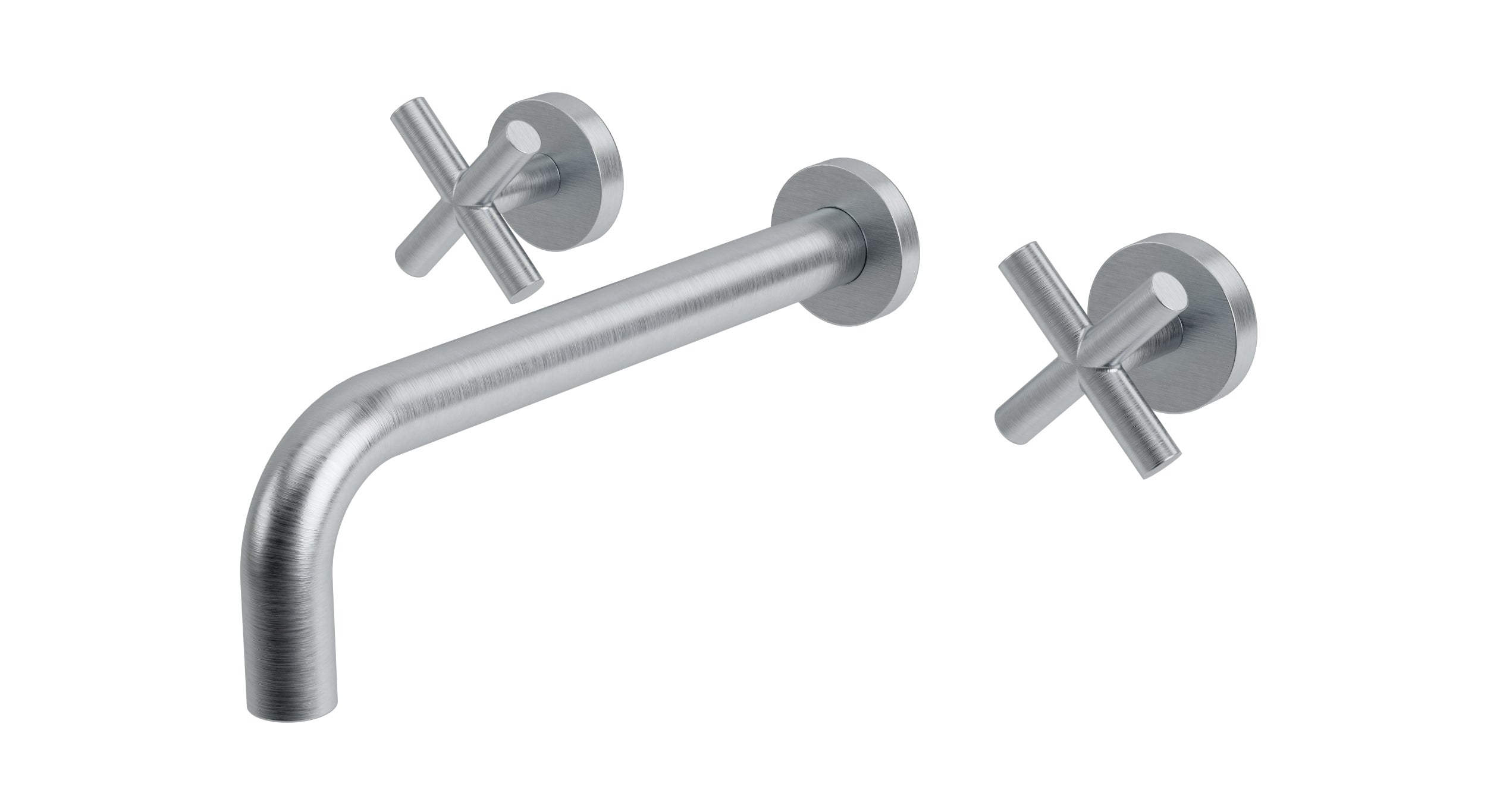 Contour Two Handle Wall Mount 10" Lavatory Faucet with Soft Cross Handles in Satin Chrome