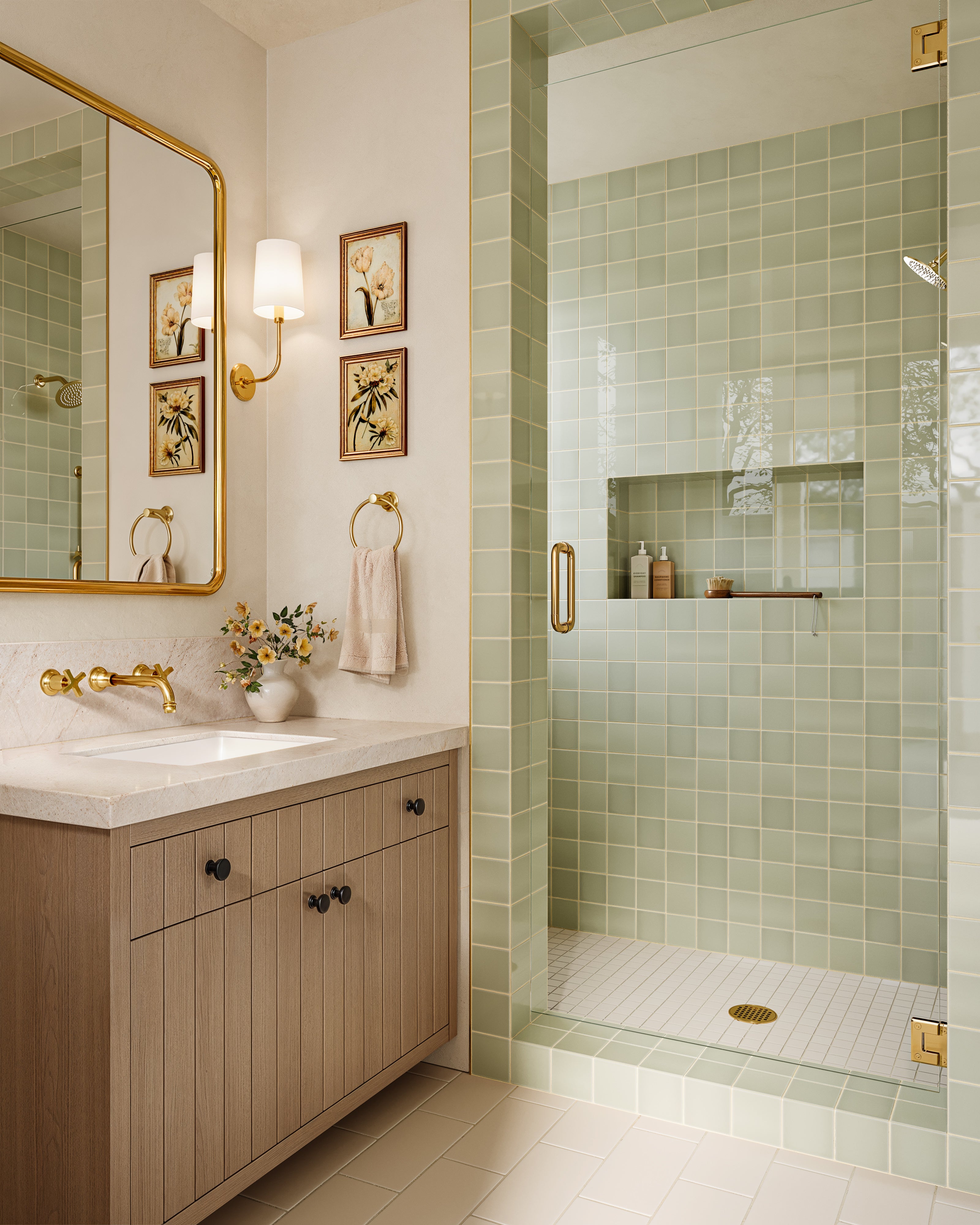 2x2 Straight Set Sheeted Natural Press Ceramic Mosaic Tile in Pearl Matte