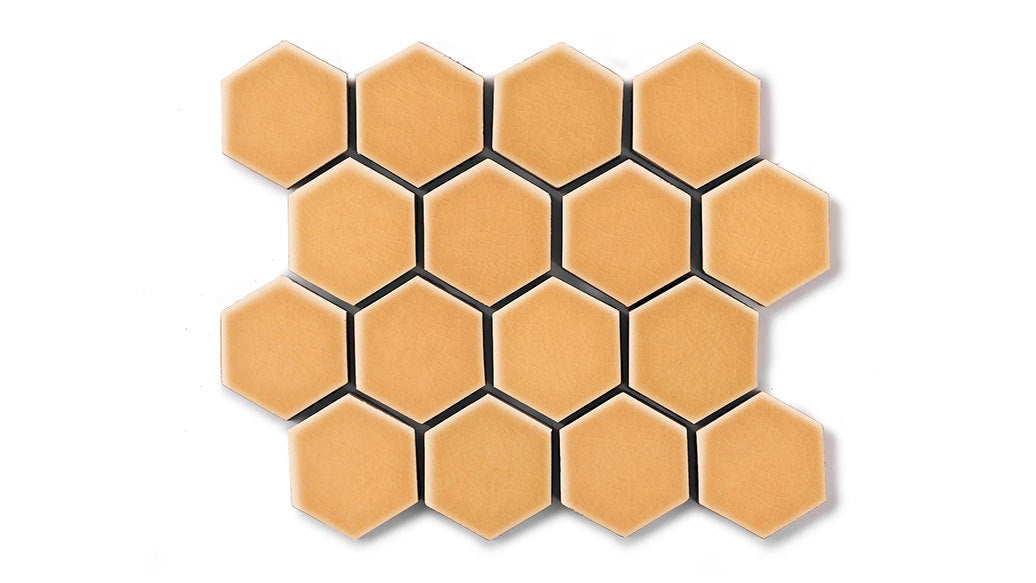 2" Hexagon Sheeted Original Ceramic Mosaic Tile in Koi Gloss