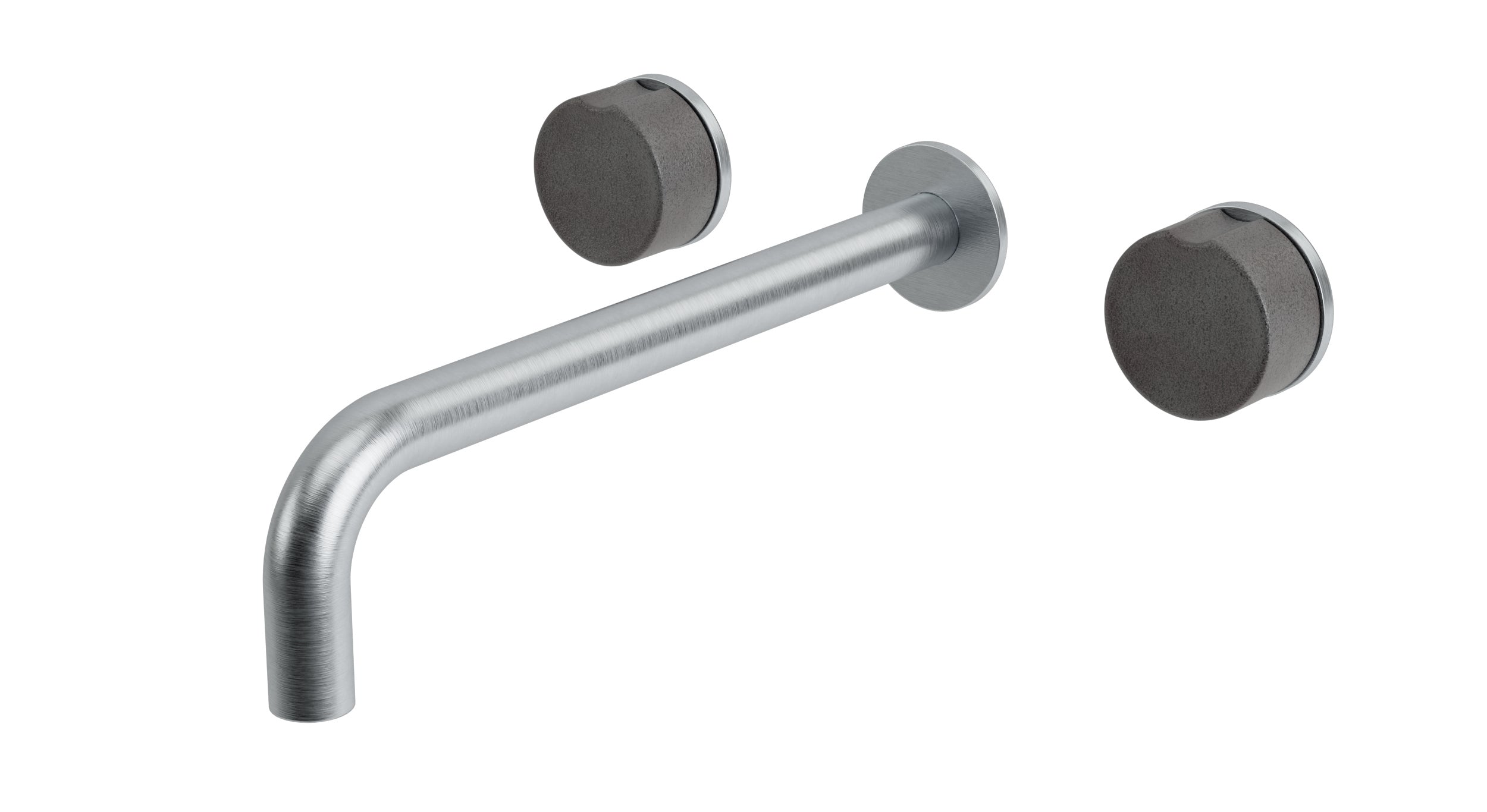 Foundry Two Handle Wall Mount 10" Lavatory Faucet with Groove Ceramic Knob Handles in Satin Chrome