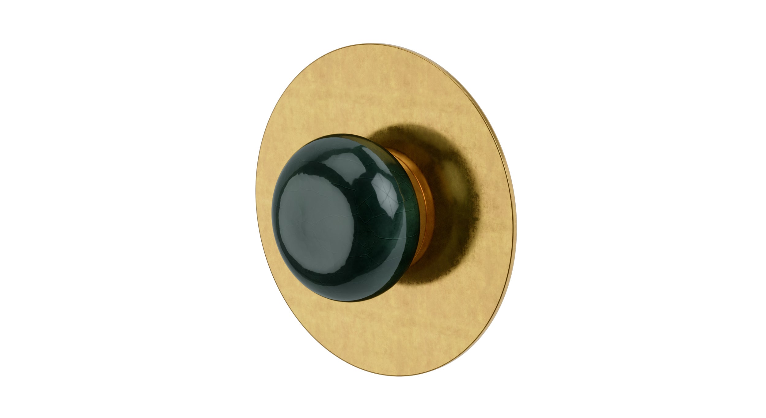 Foundry One Handle Wall Mount Shower Trim with Pebble Ceramic Knob Handle in French Brass