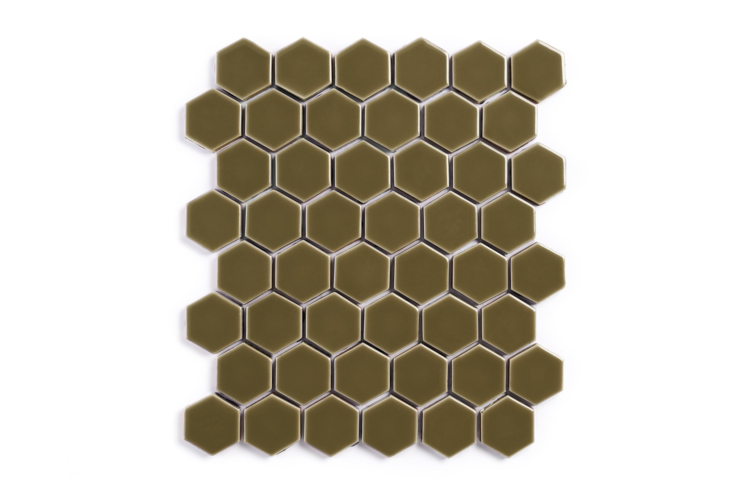 2" Hexagon Sheeted Original Ceramic Mosaic Tile in Chaparral Gloss