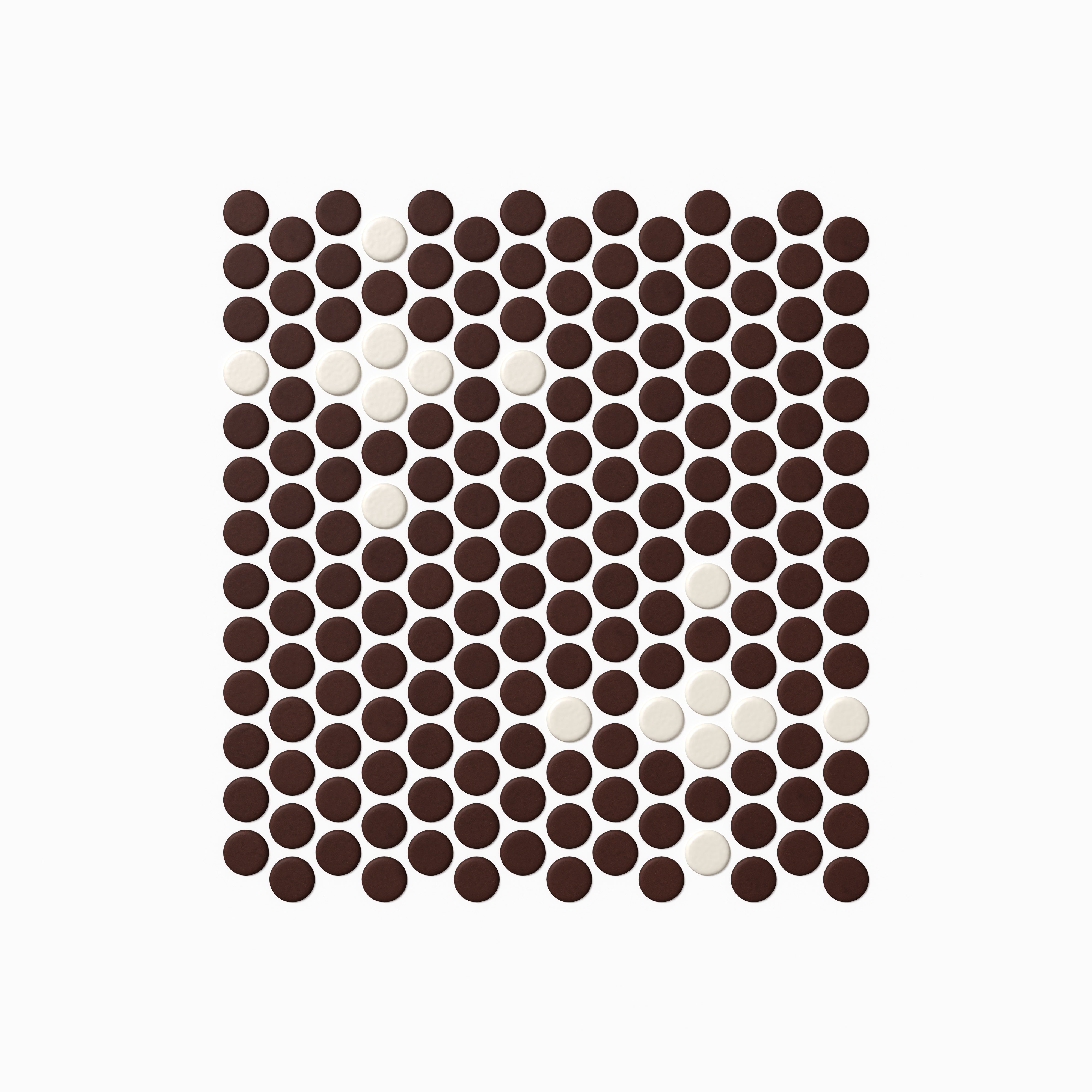 1" Penny Round Sparkle Sheeted Original Ceramic Tile in Garnet Matte & Sand Dune Matte
