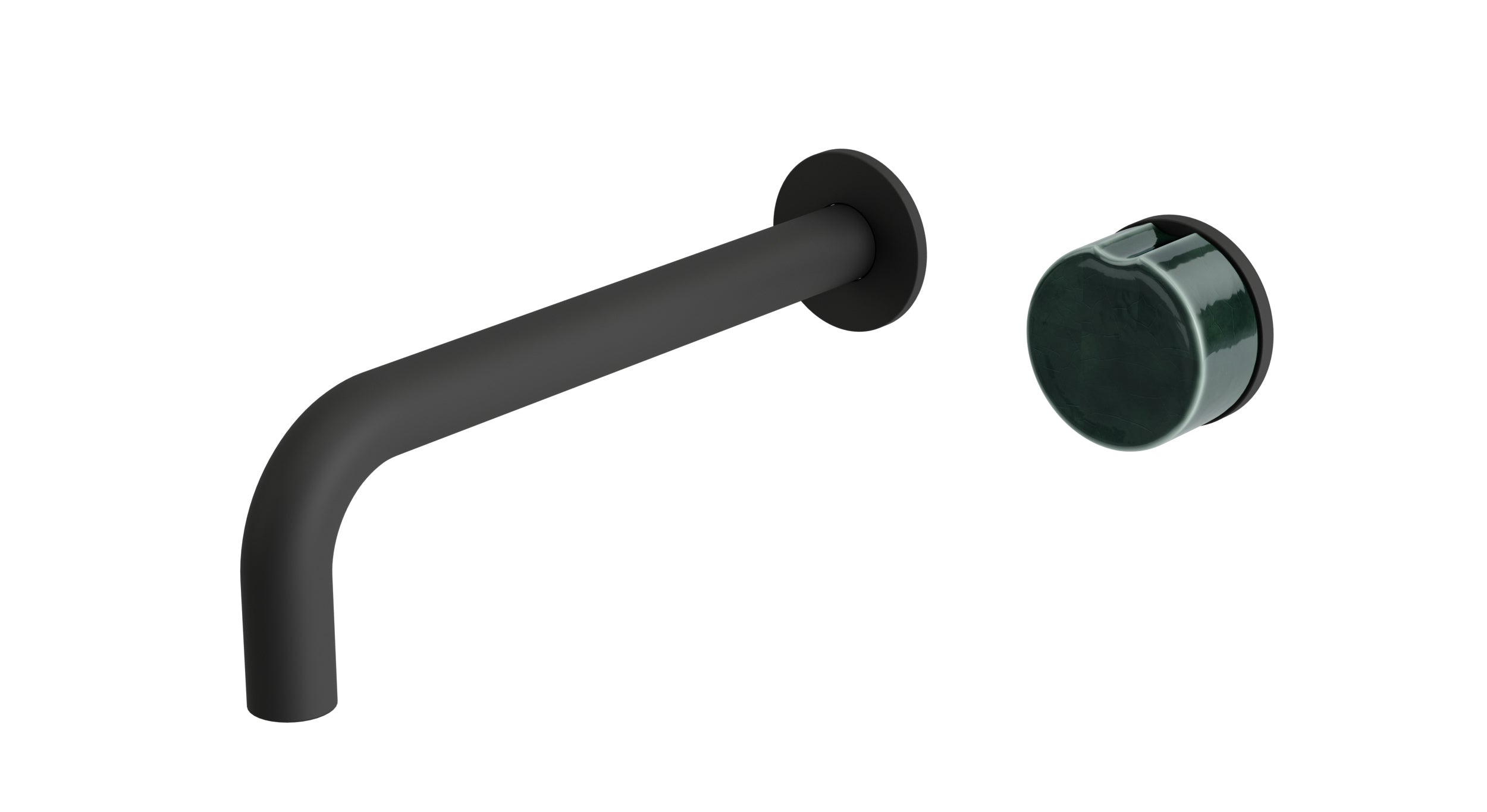 Foundry One Handle Wall Mount 7.5" Lavatory Faucet with Groove Ceramic Knob Handle in Matte Black