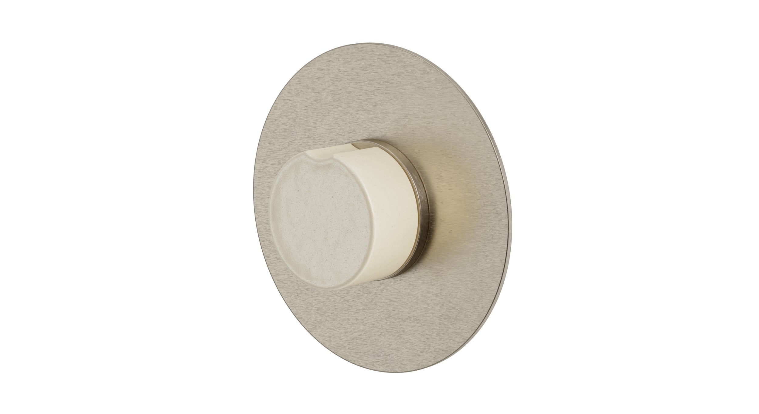 Foundry One Handle Wall Mount Shower Trim with Groove Ceramic Knob Handle in Satin Nickel