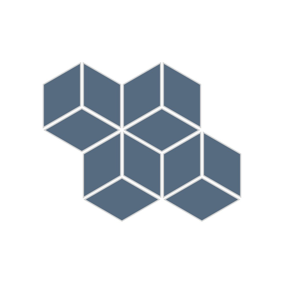 Small Diamond Sheeted - Escher Original Ceramic Mosaic Tile in Slate Blue Matte