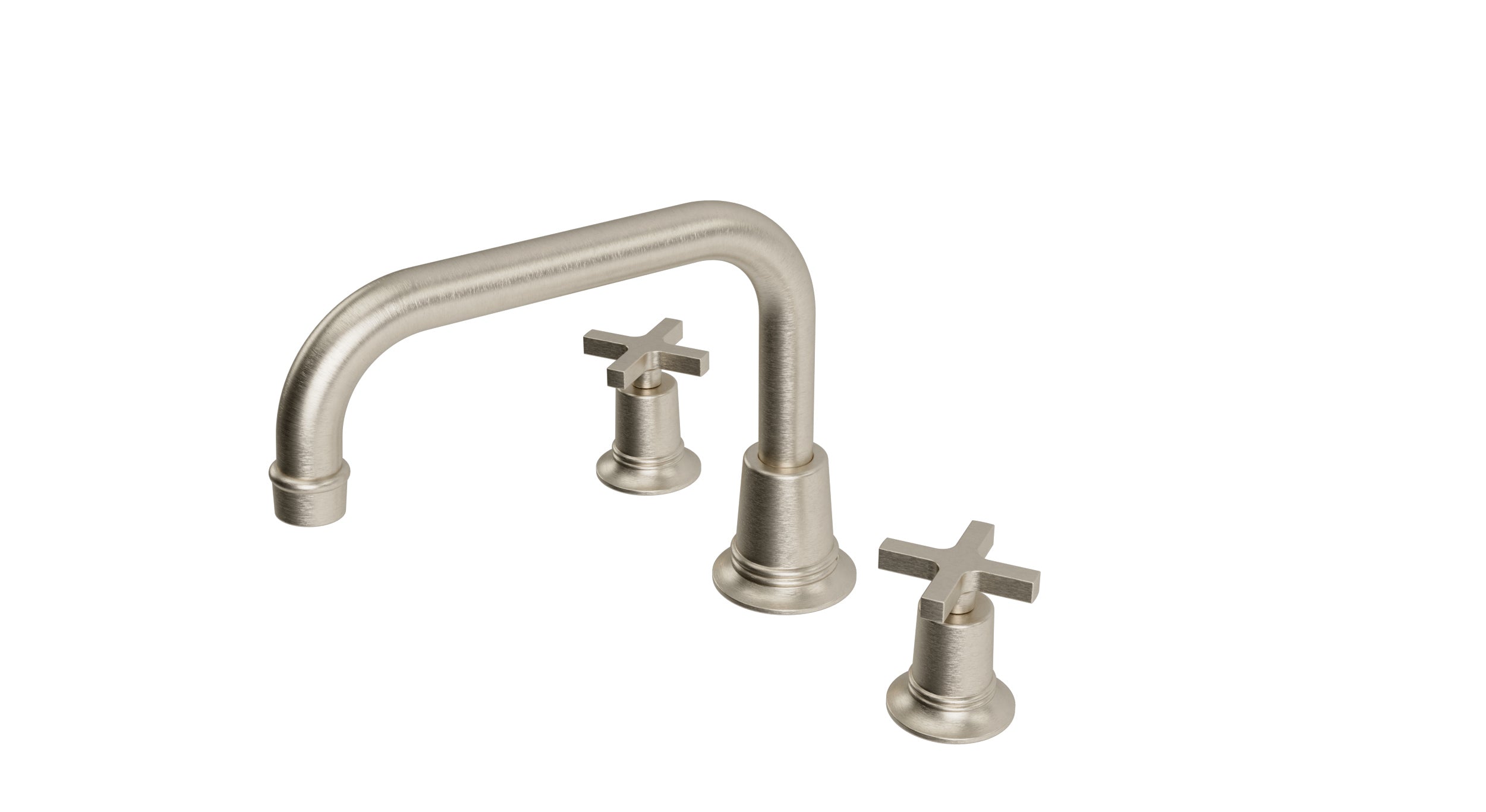 Emerson Two Handle Deck Mount Squaretop Bath Trim with Classic Cross Handles in Satin Nickel