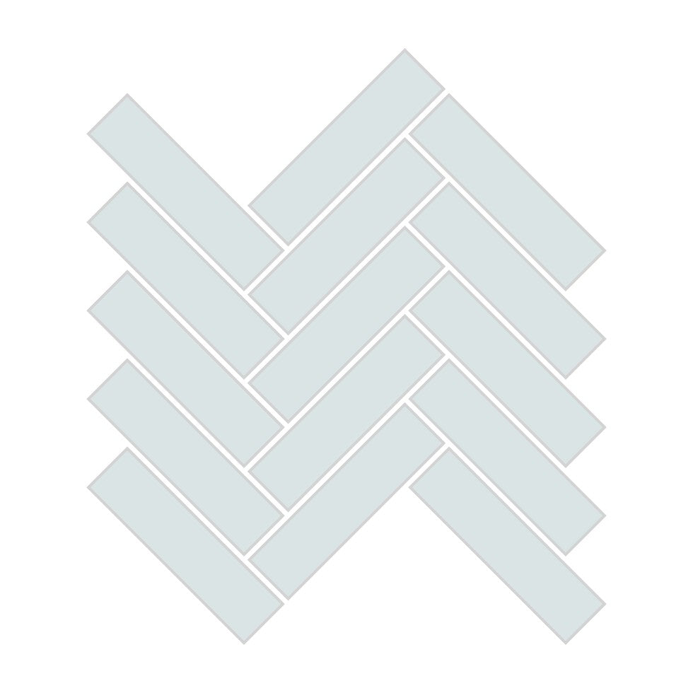 1x4 Herringbone Sheeted Glass Mosaic Tile in Warbler Gloss