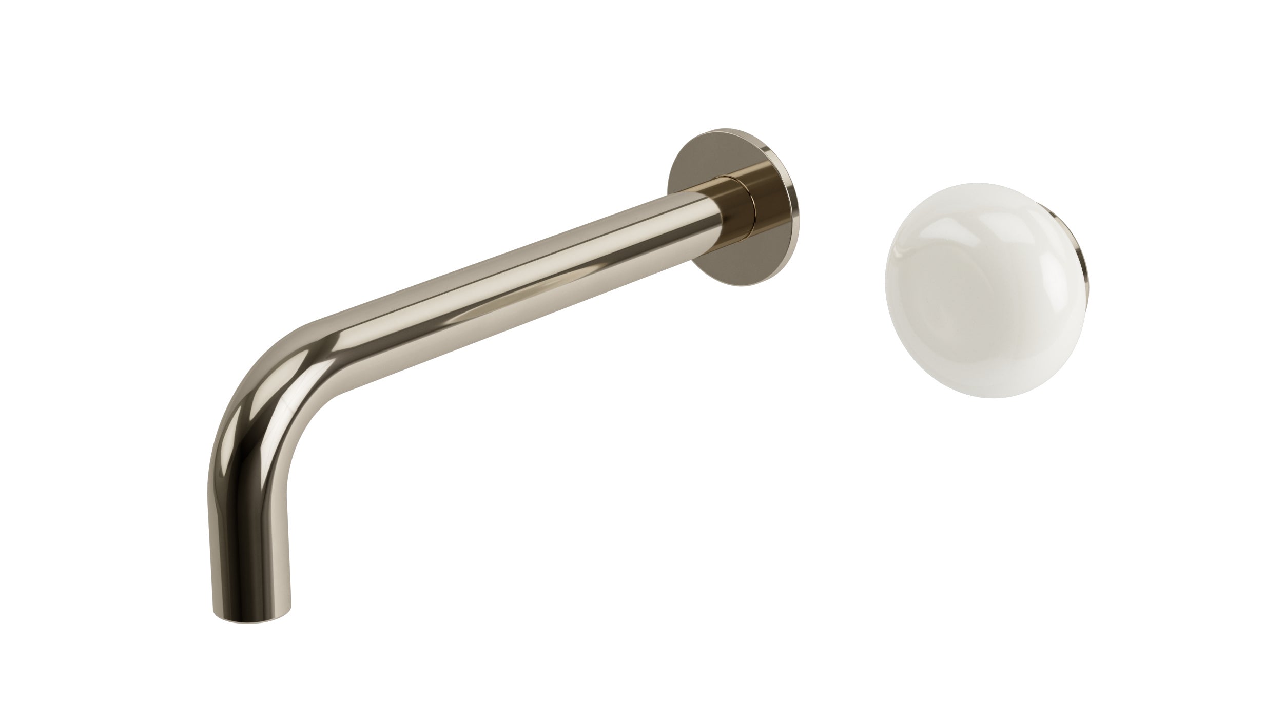 Foundry One Handle Wall Mount 7.5" Lavatory Faucet with Pebble Ceramic Knob Handle in Polished Nickel