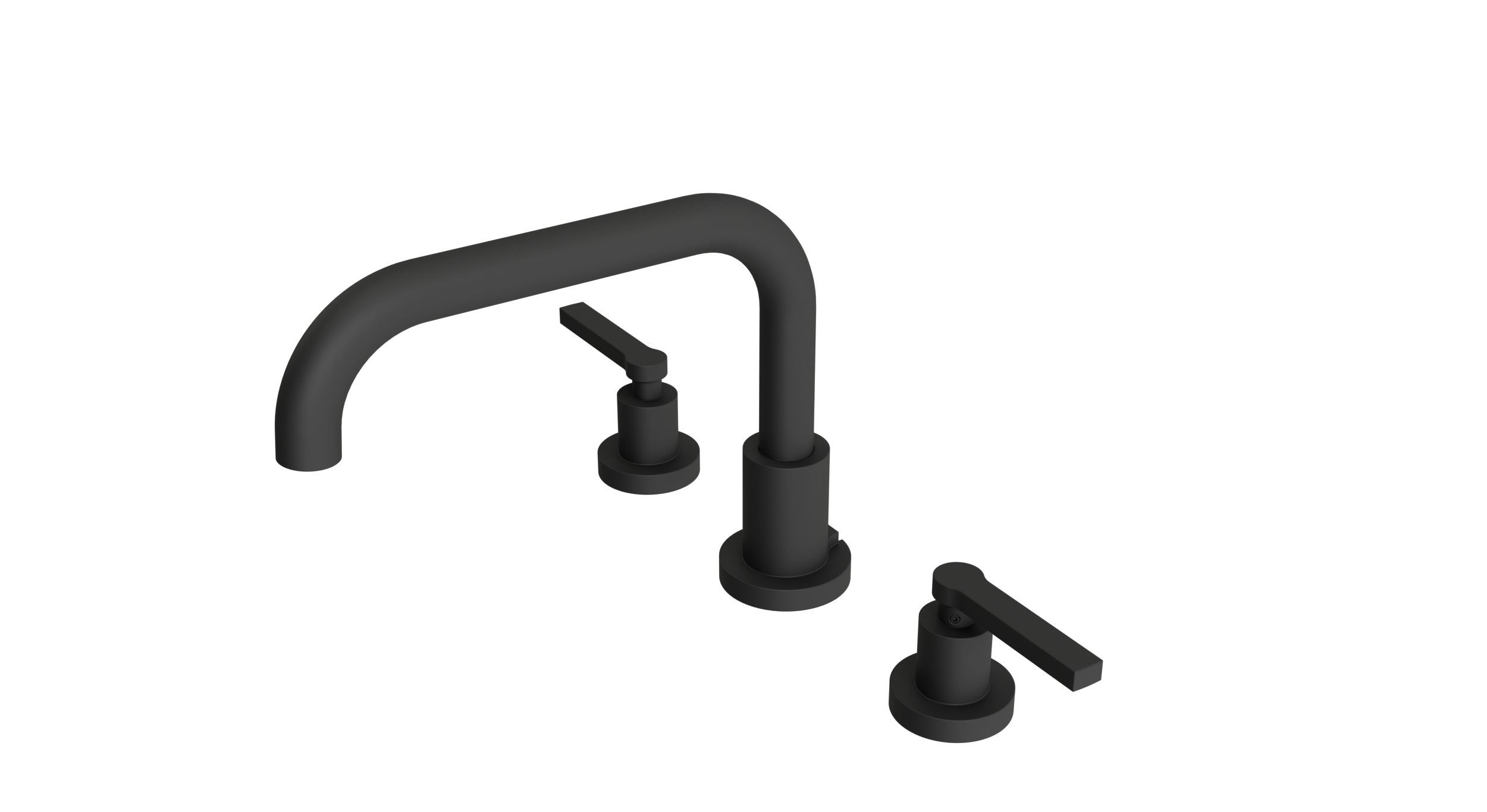 Flatiron Two Handle Deck Mount Squaretop Bath Trim with Linear Lever Handles in Matte Black