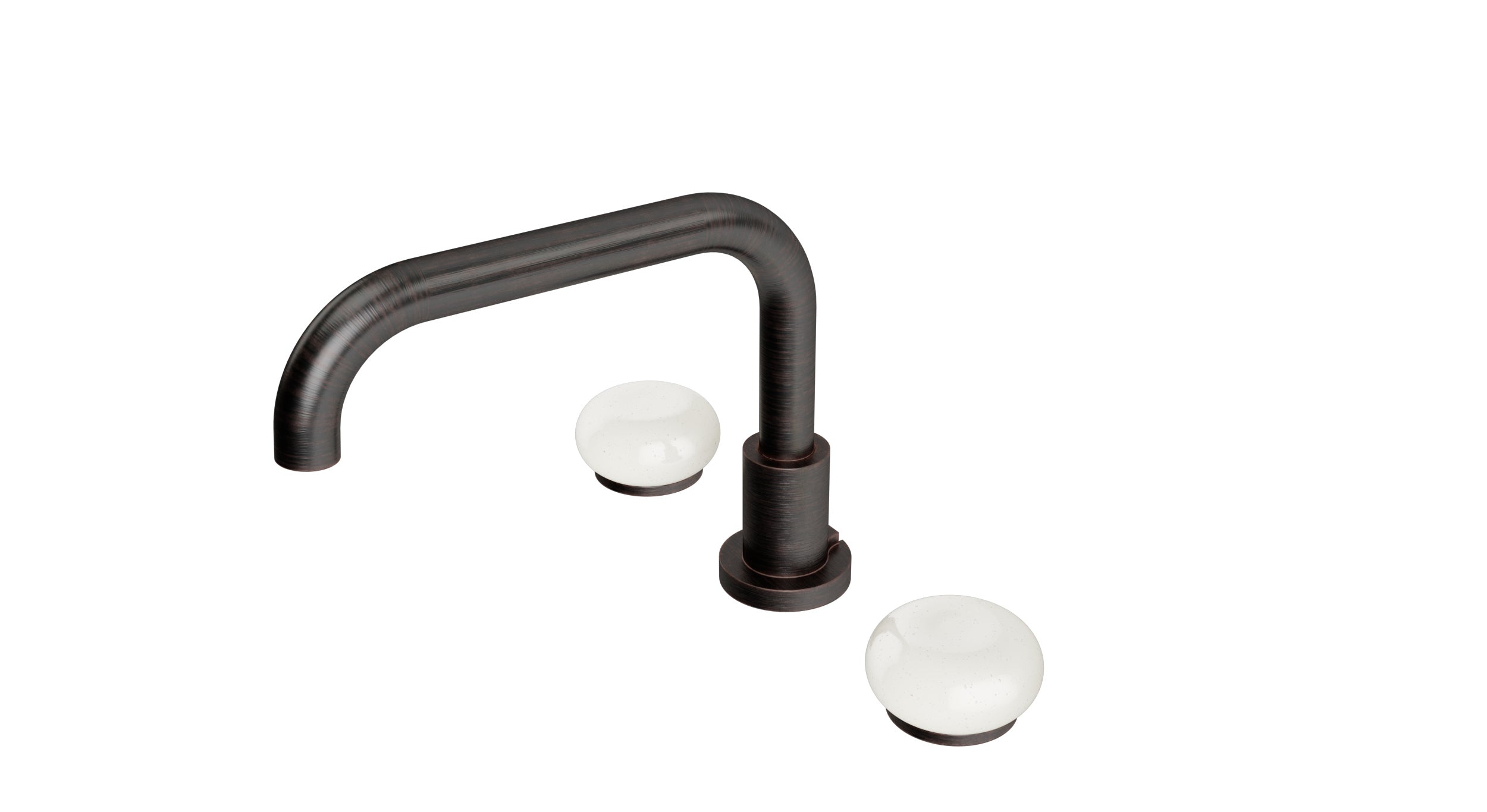 Foundry Two Handle Deck Mount Squaretop Bath Trim with Pebble Ceramic Knob Handles in Antique Bronze