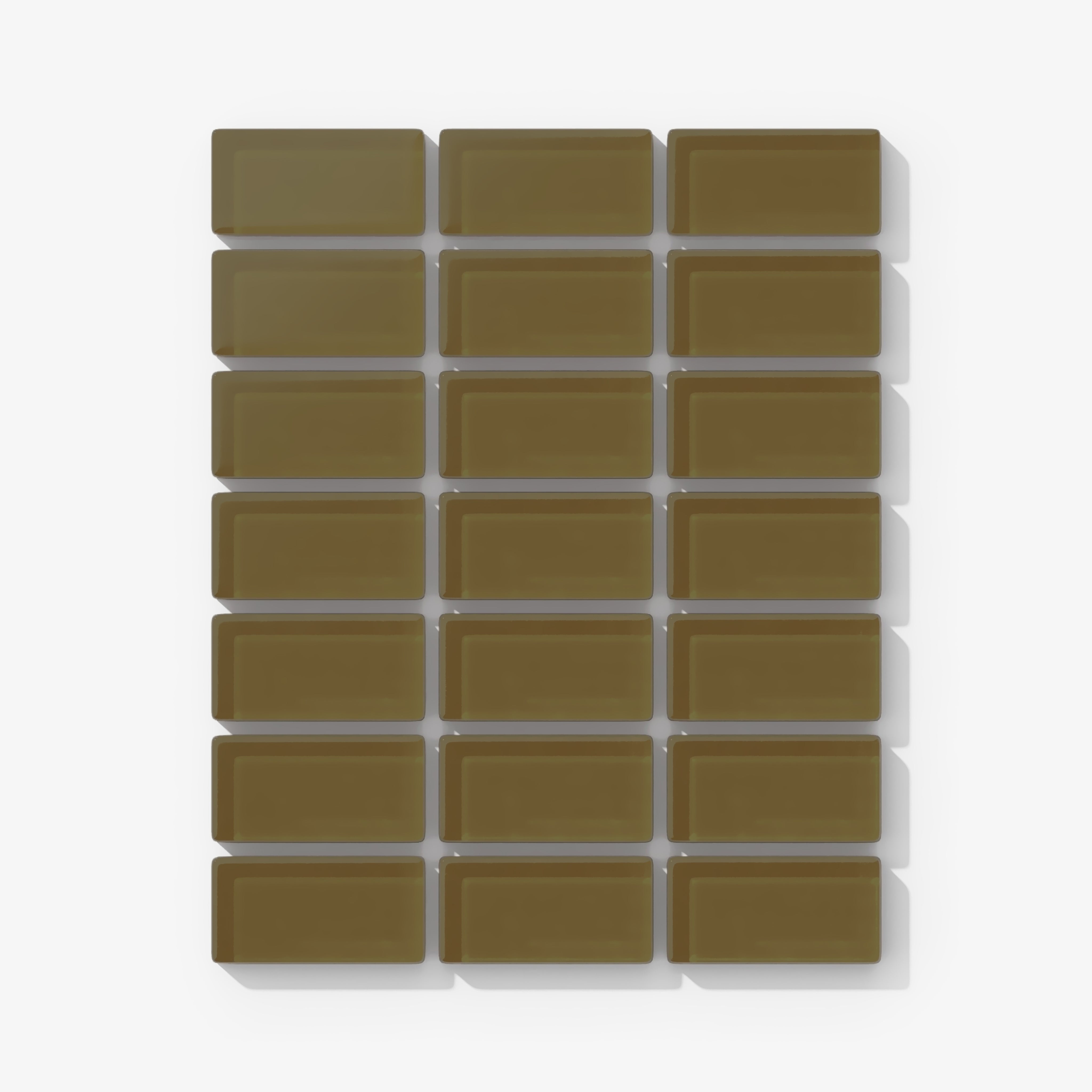 1x2 Straight Set Sheeted Glass Mosaic Tile in Merlin Matte