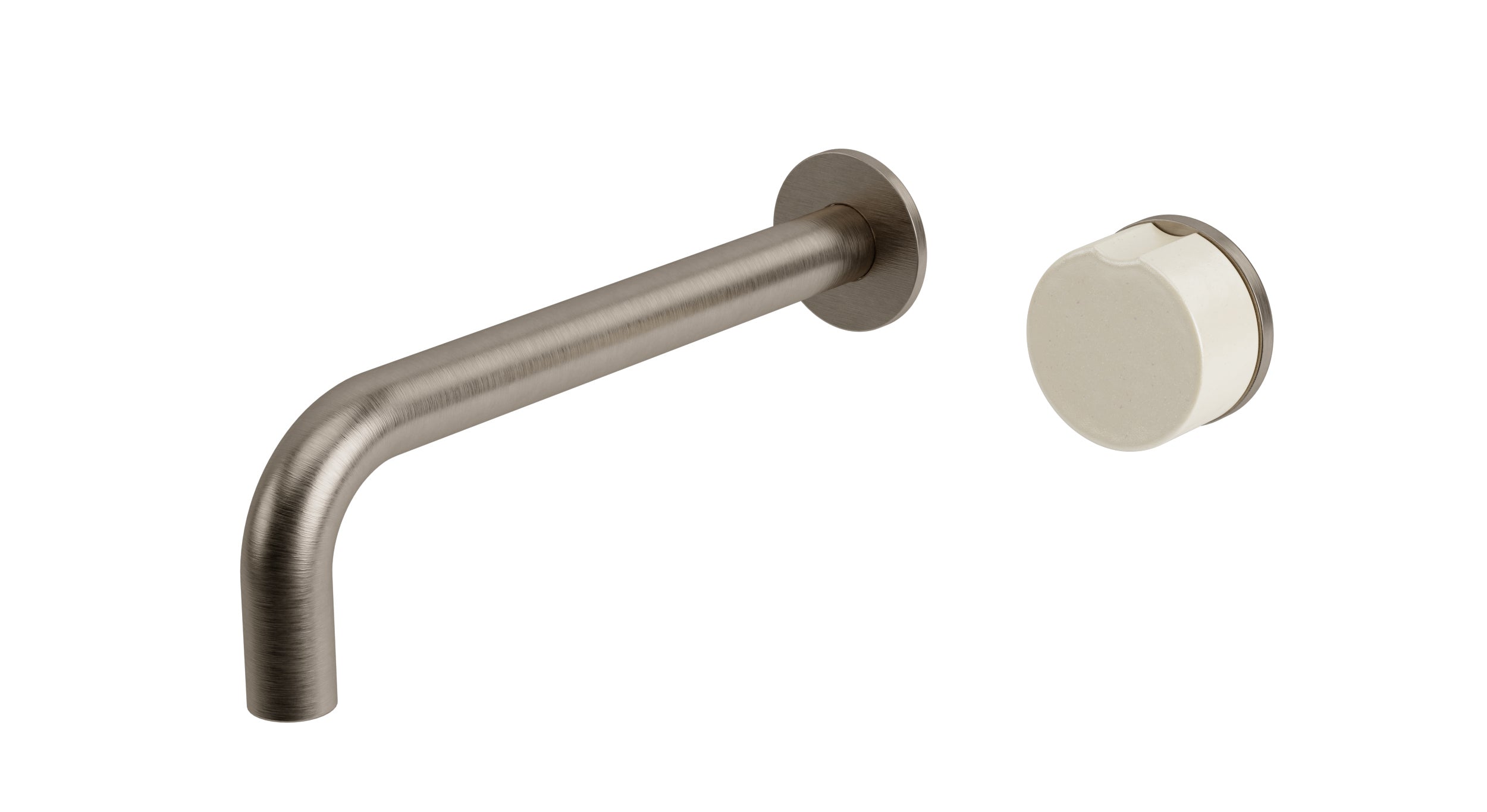 Foundry One Handle Wall Mount 7.5" Lavatory Faucet with Groove Ceramic Knob Handle in Antique Nickel
